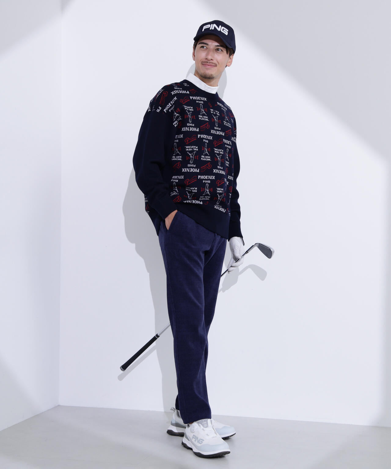 PING APPAREL】ジャカードクルーネックニットプルオーバー ＜NATIVE