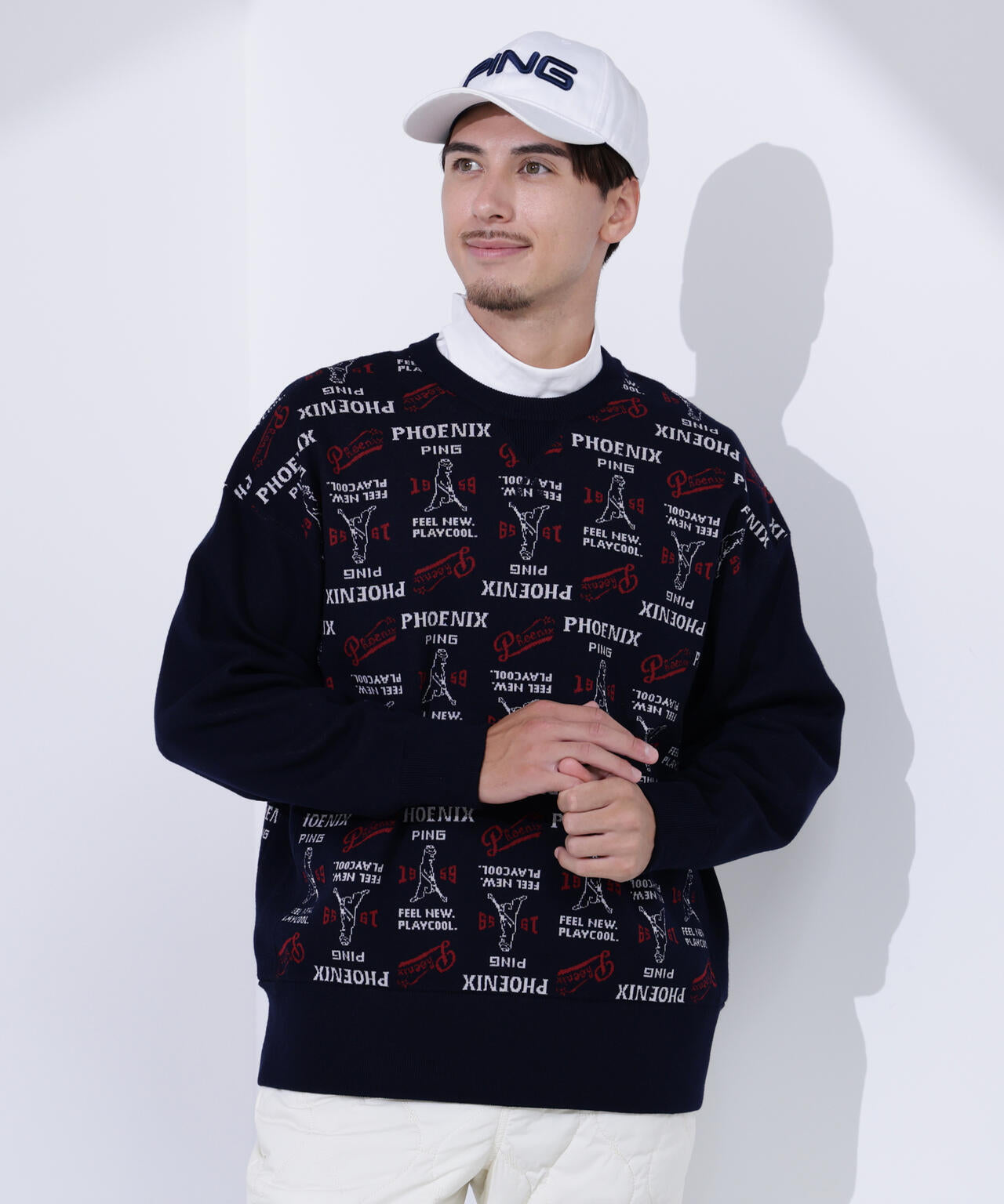 PING APPAREL】ジャカードクルーネックニットプルオーバー ＜NATIVE