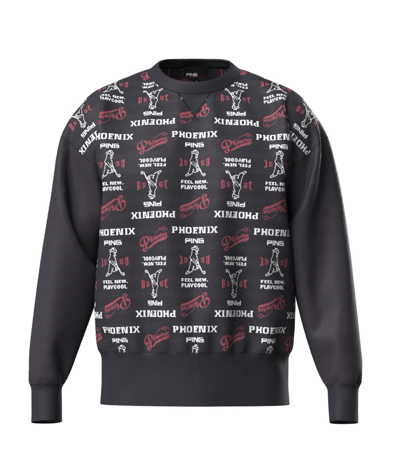 PING モノグラム柄 ジャガードクルーネックニット プルオーバーロゴセーター PING APPAREL】ジャカードクルーネックニットプルオーバー ＜NATIVE