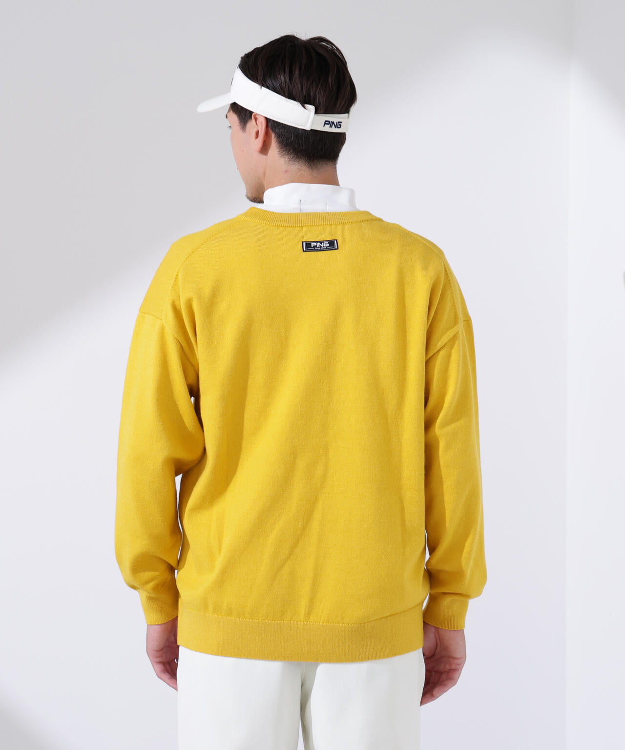 PING APPAREL】エンボス加工ウールライククルーネックニットプル