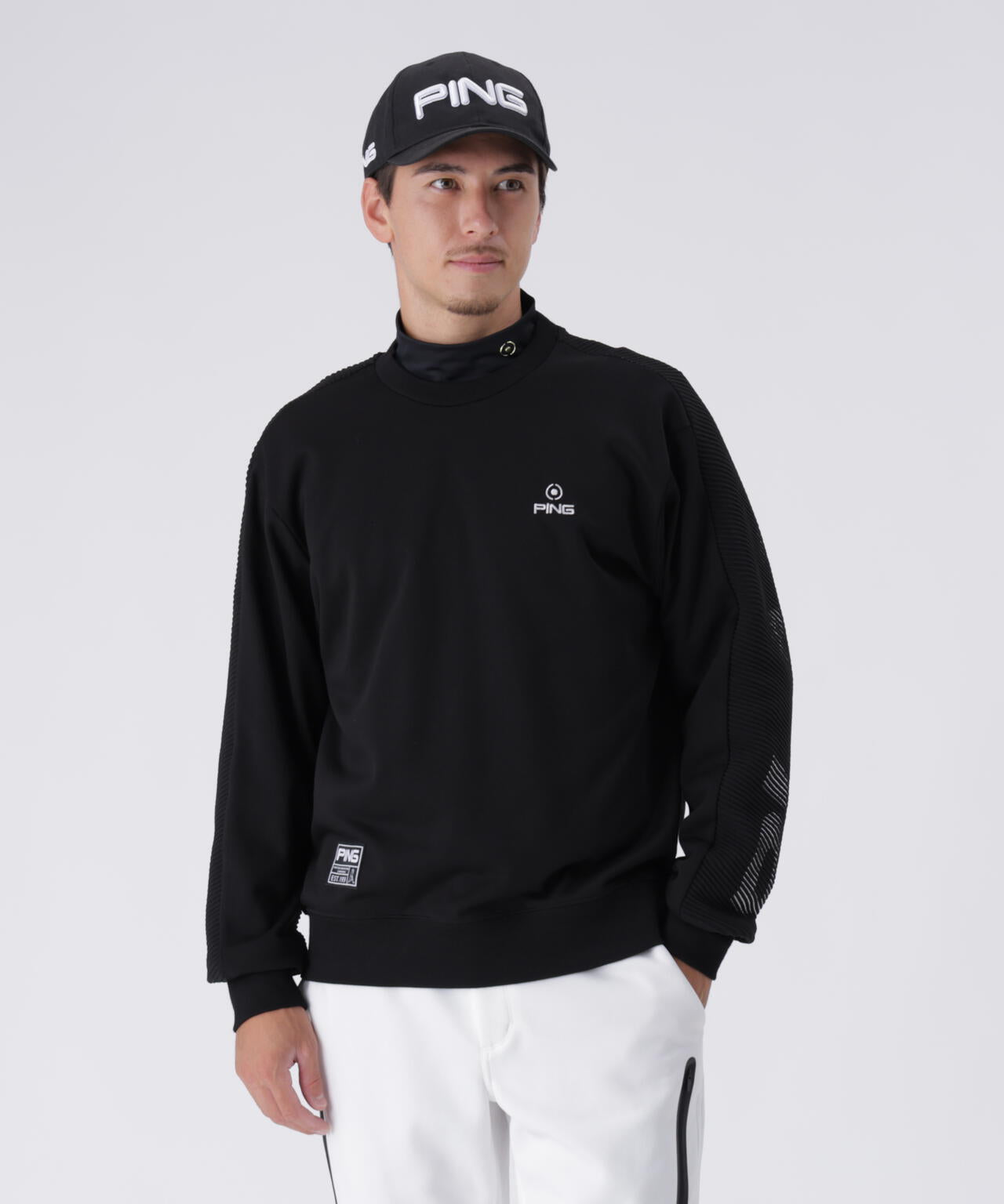 【PING APPAREL】リップルロゴクルーネックニットプルオーバー ＜GOLD＞ (MENS)