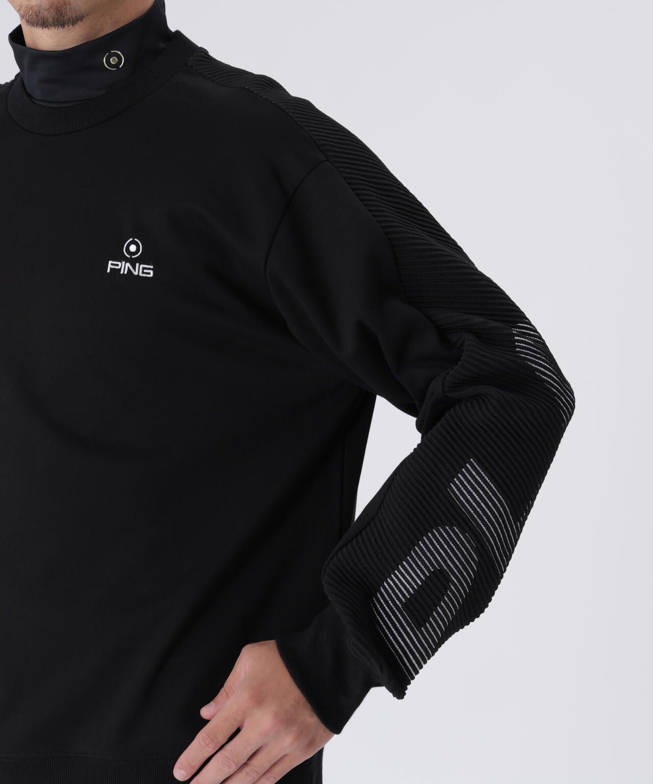 【PING APPAREL】リップルロゴクルーネックニットプルオーバー ＜GOLD＞ (MENS)