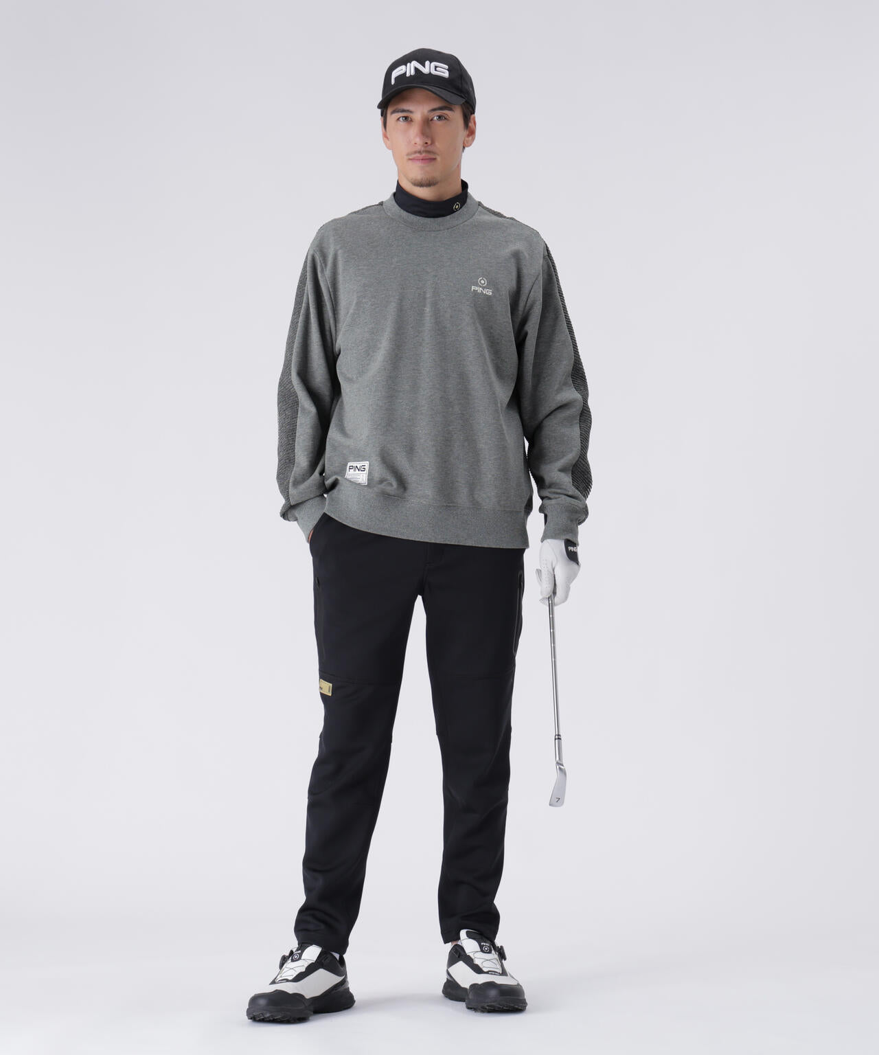 【PING APPAREL】リップルロゴクルーネックニットプルオーバー ＜GOLD＞ (MENS)