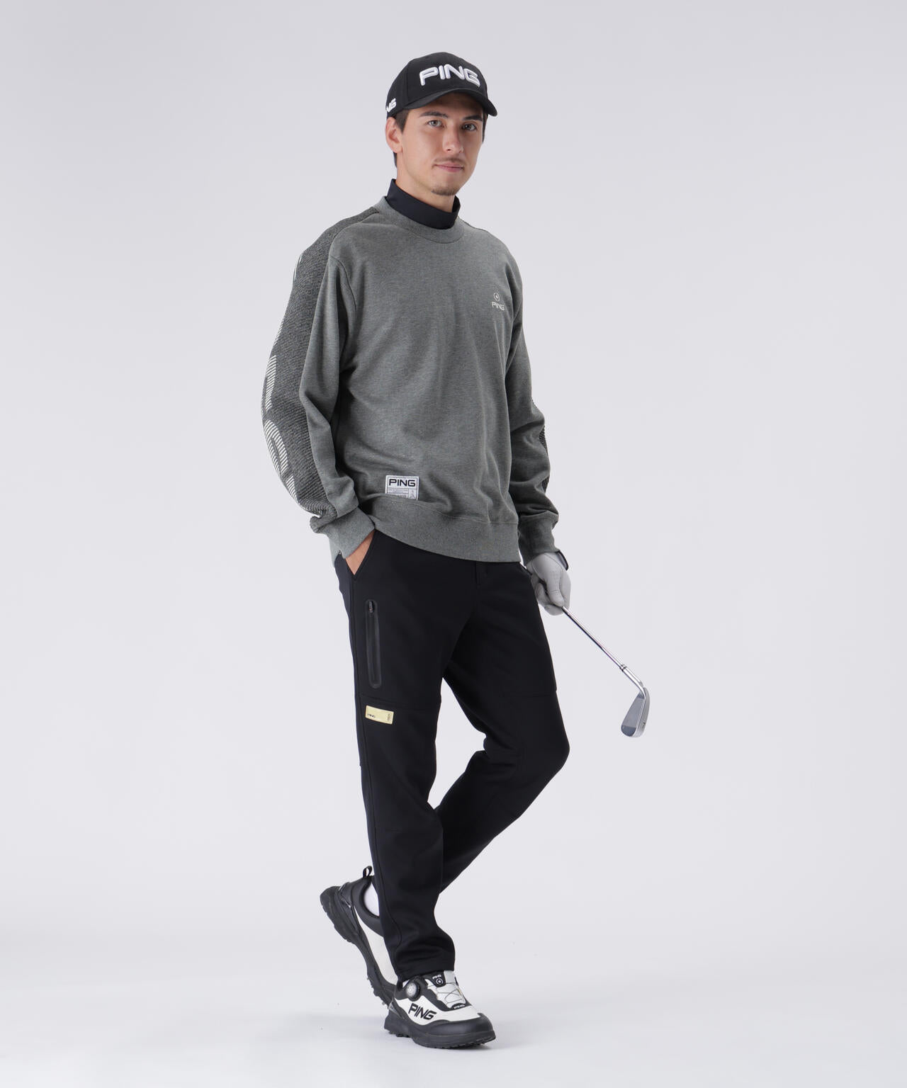 【PING APPAREL】リップルロゴクルーネックニットプルオーバー ＜GOLD＞ (MENS)