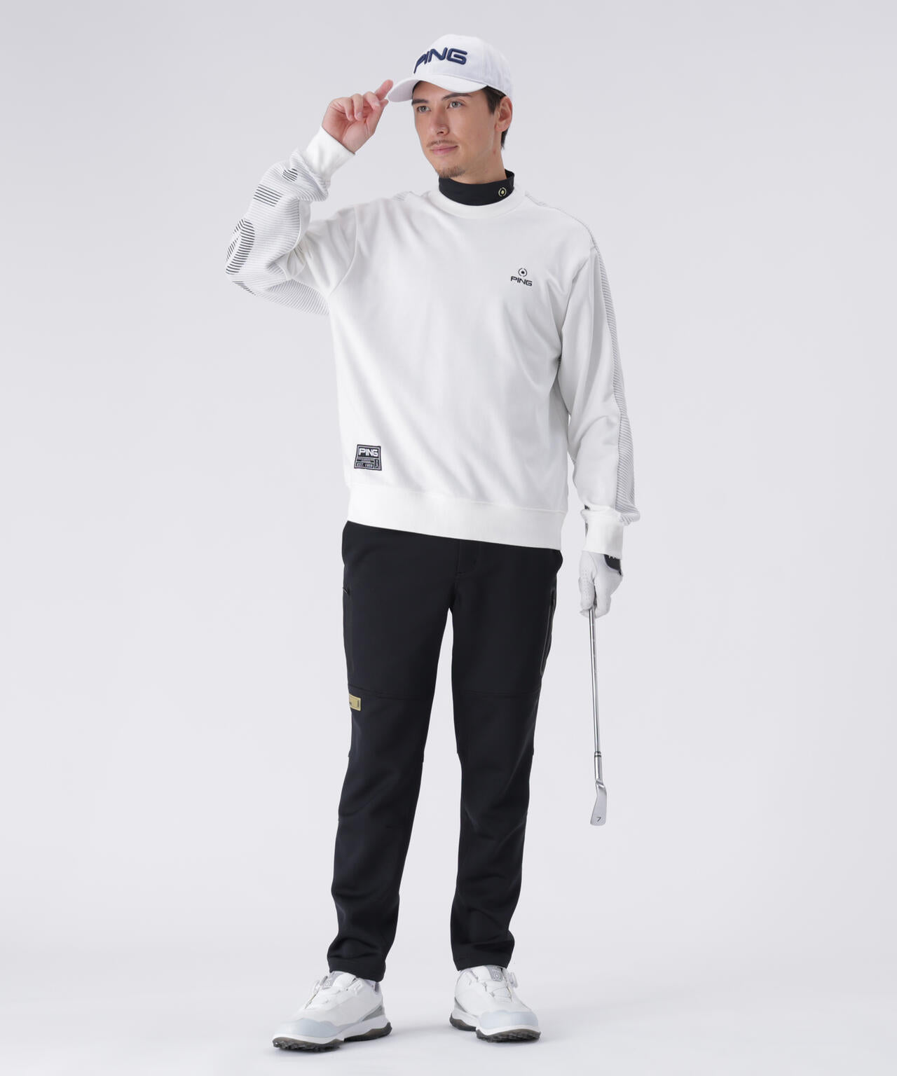 【PING APPAREL】リップルロゴクルーネックニットプルオーバー ＜GOLD＞ (MENS)