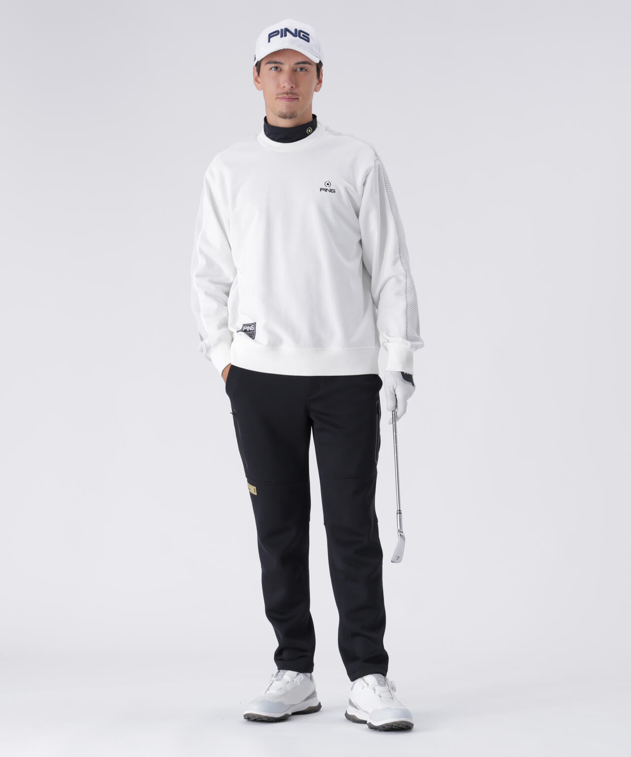 【PING APPAREL】リップルロゴクルーネックニットプルオーバー ＜GOLD＞ (MENS)