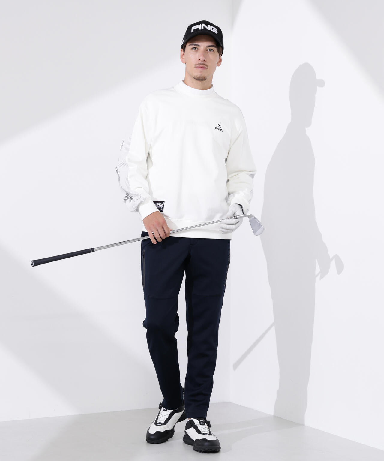 【PING APPAREL】リップルロゴクルーネックニットプルオーバー ＜GOLD＞ (MENS)