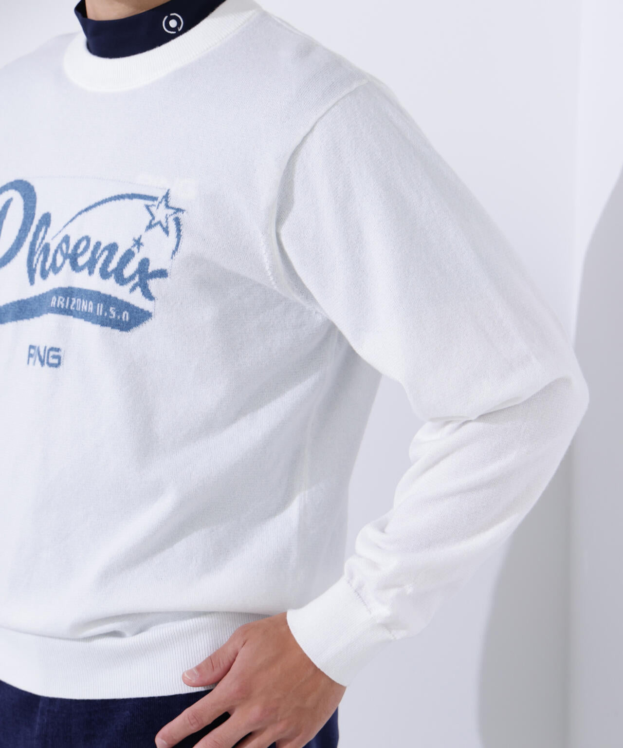 PING APPAREL】デニムライクジャガードニット/カノコ レイヤード