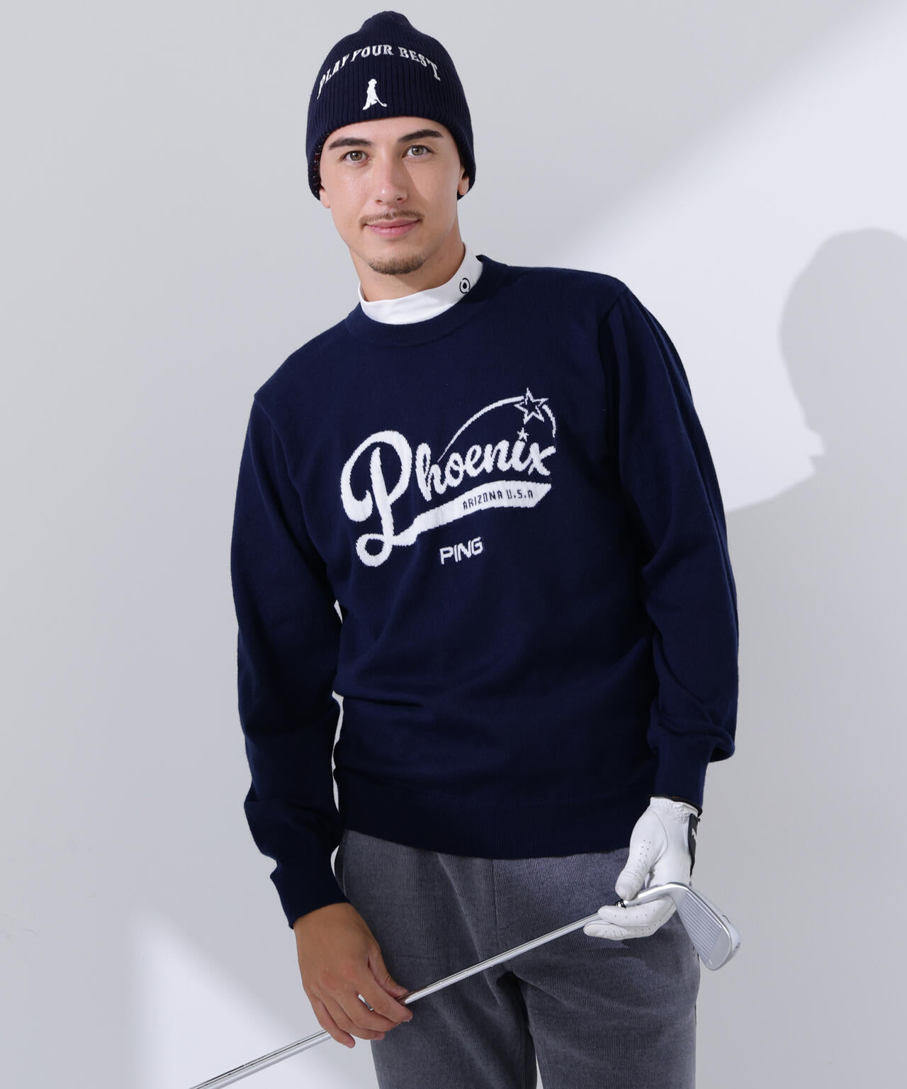 【PING APPAREL】デニムライクジャガードニット/カノコ レイヤードツインニット ＜NATIVE＞ (MENS)