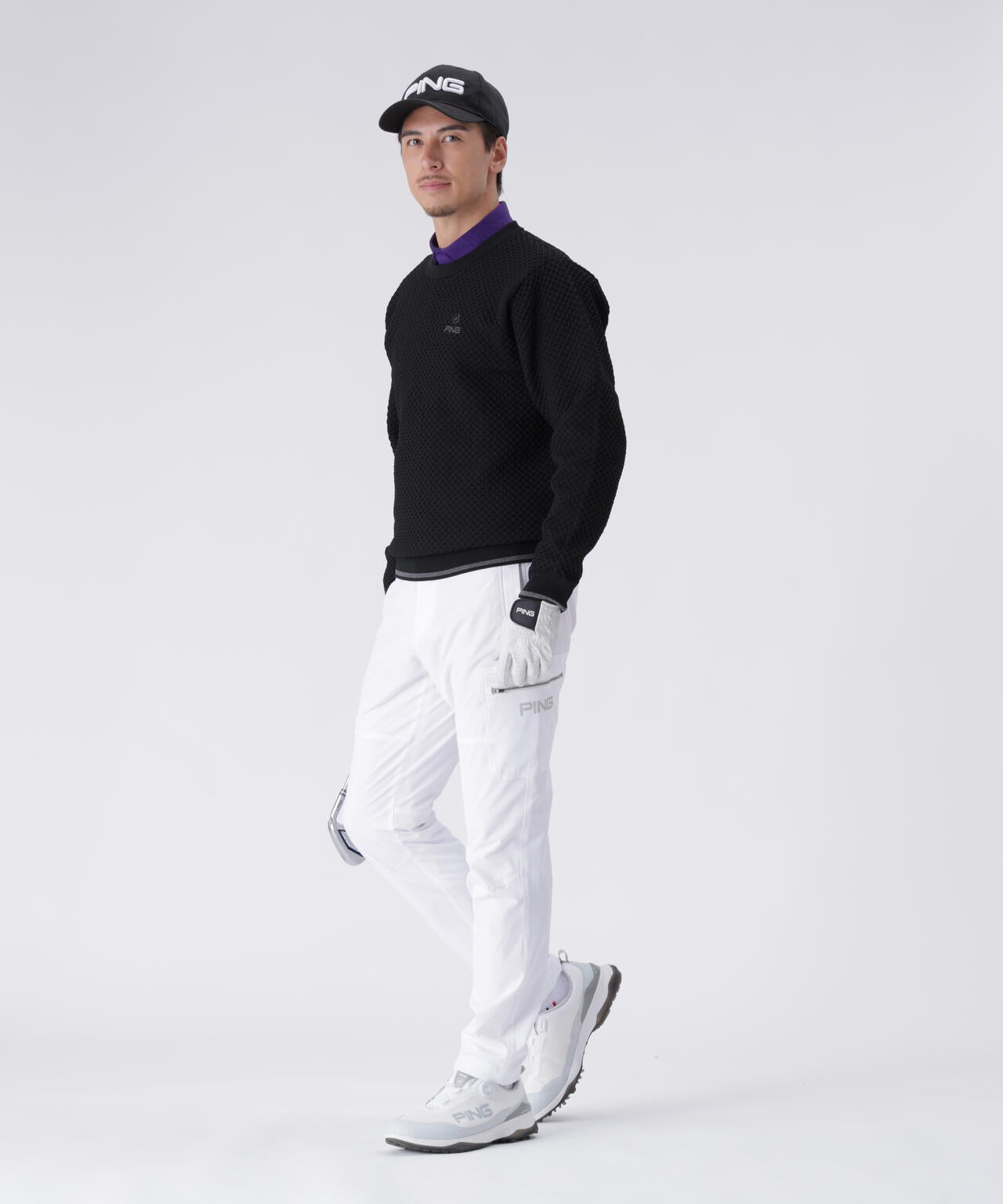 【PING APPAREL】ハチノス編みクルーネックニットプルオーバー ＜PERFORMANCE＞ (MENS)