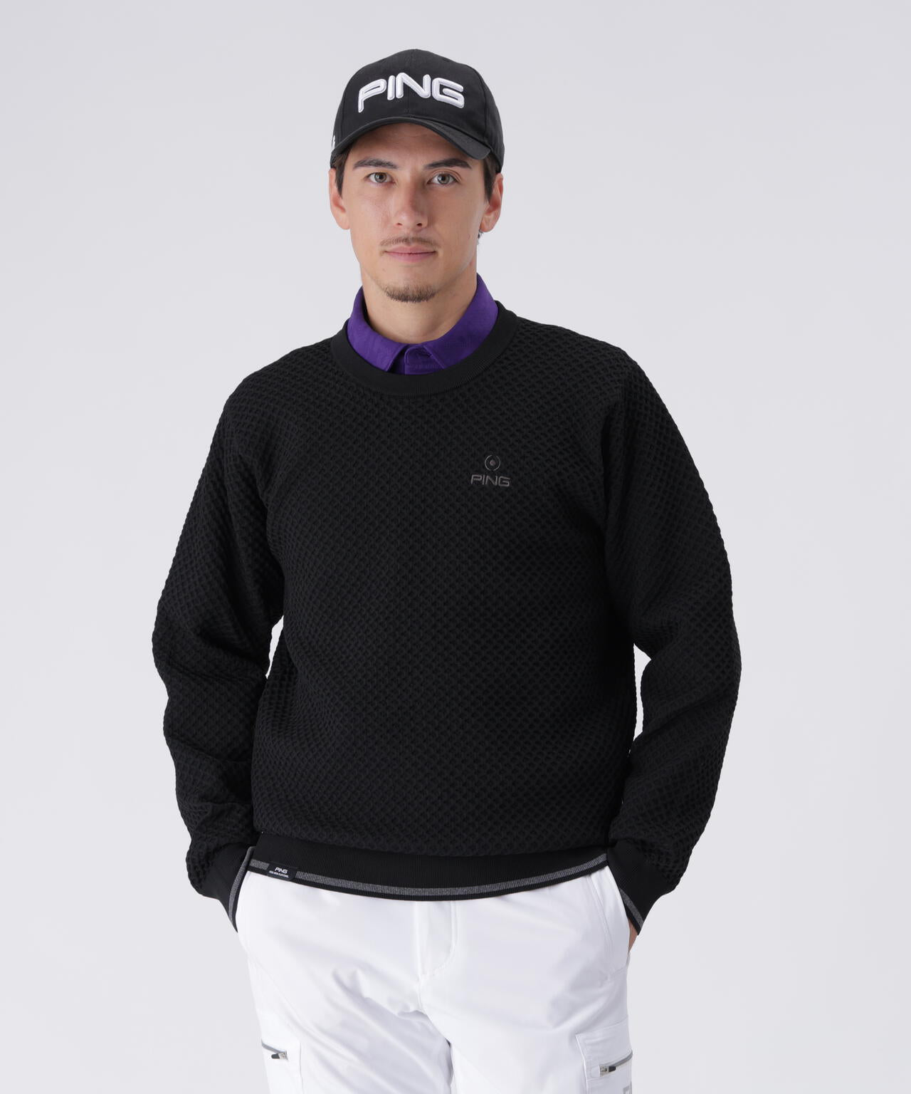 【PING APPAREL】ハチノス編みクルーネックニットプルオーバー ＜PERFORMANCE＞ (MENS)