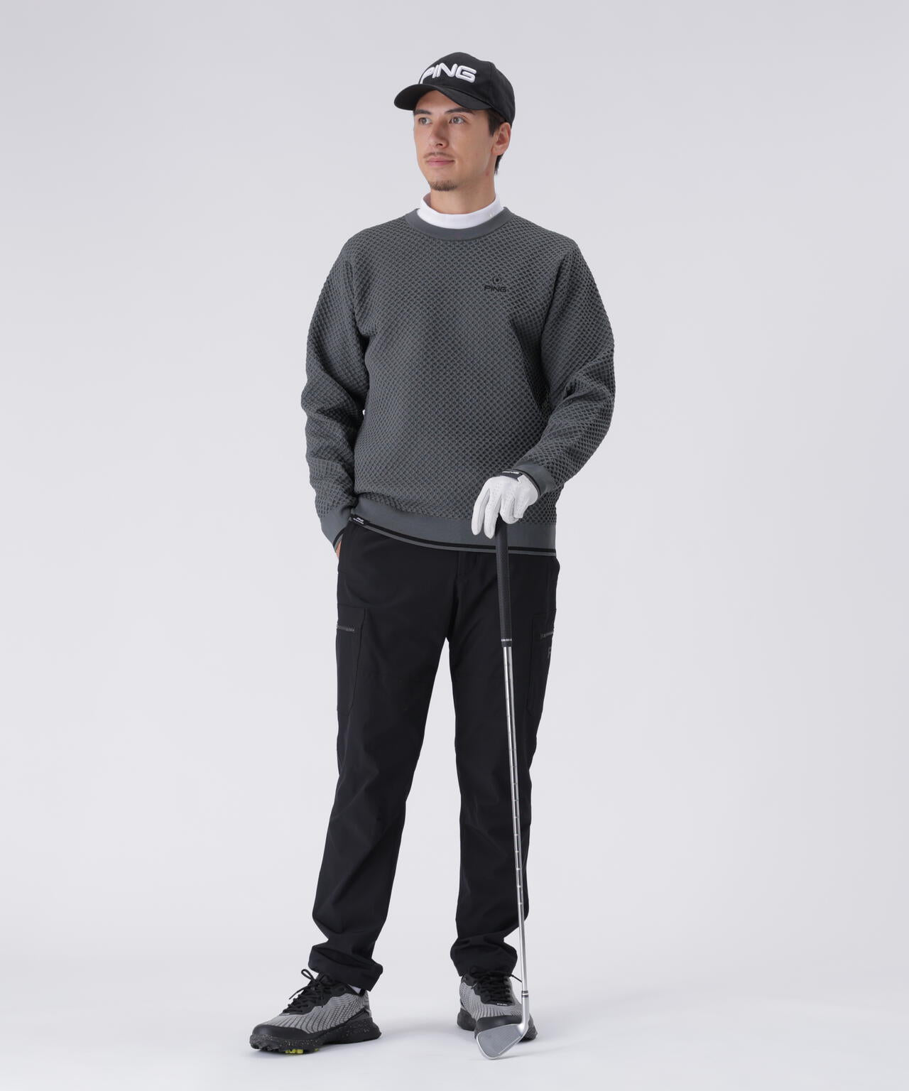 【PING APPAREL】ハチノス編みクルーネックニットプルオーバー ＜PERFORMANCE＞ (MENS)