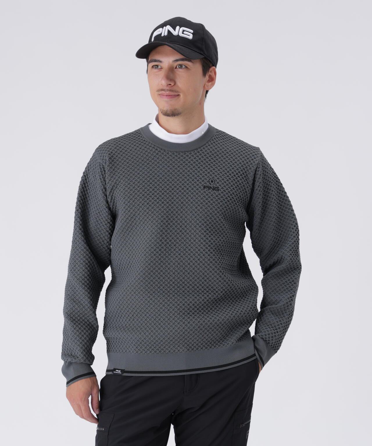 【PING APPAREL】ハチノス編みクルーネックニットプルオーバー ＜PERFORMANCE＞ (MENS)