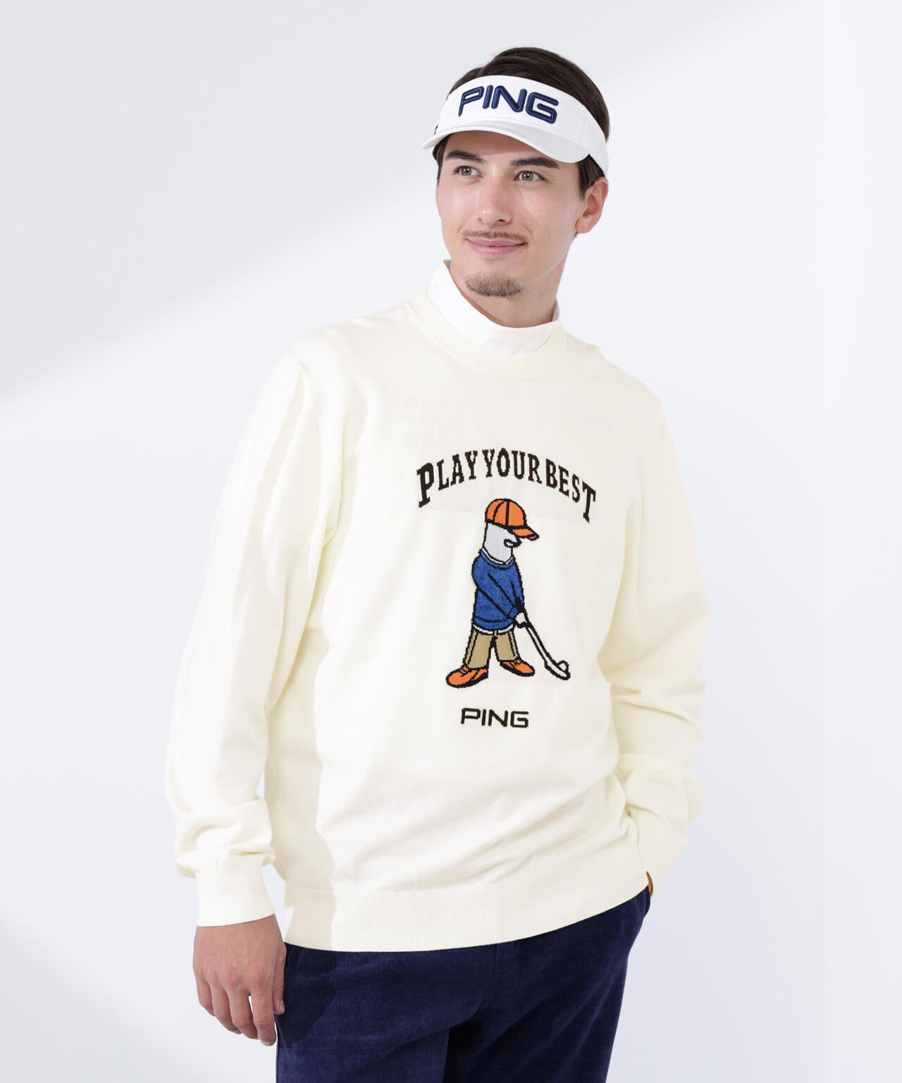 PING APPAREL】Mr.PINGジャカードクルーネックニットプルオーバー