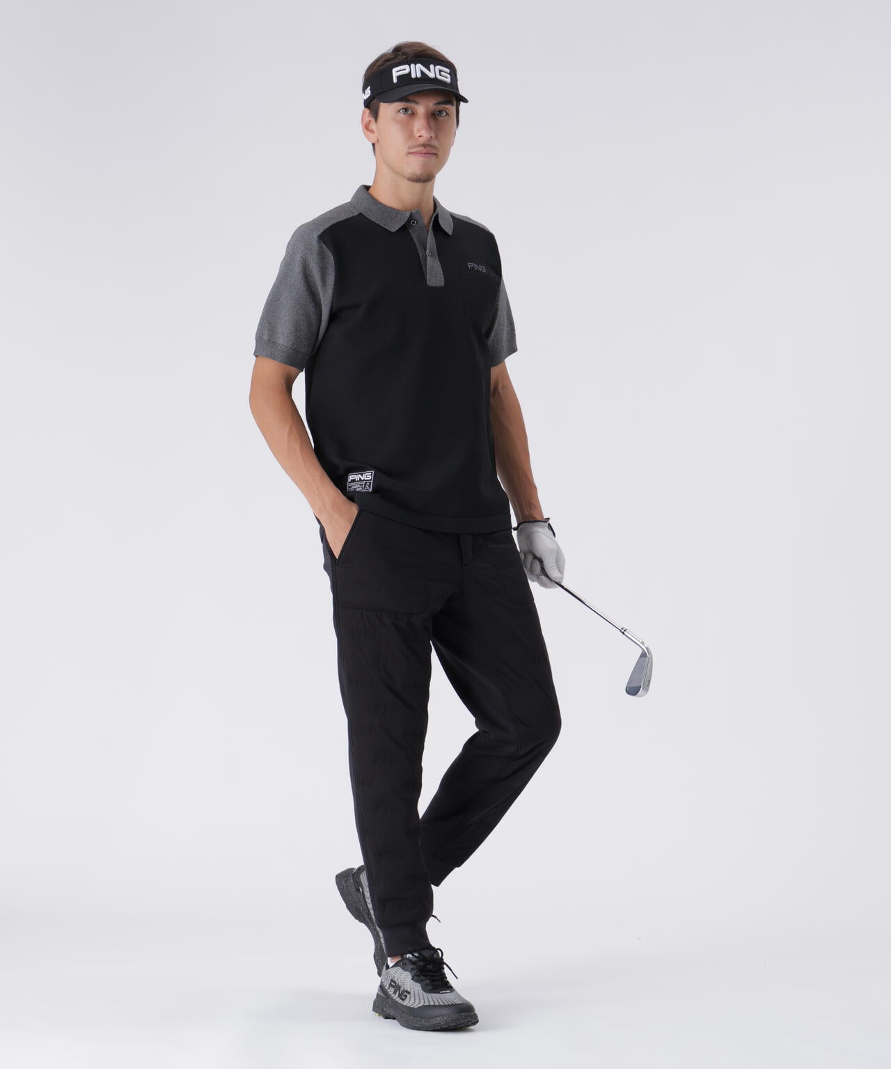 【PING APPAREL】バイカラーニットポロシャツ ＜GOLD＞ (MENS)