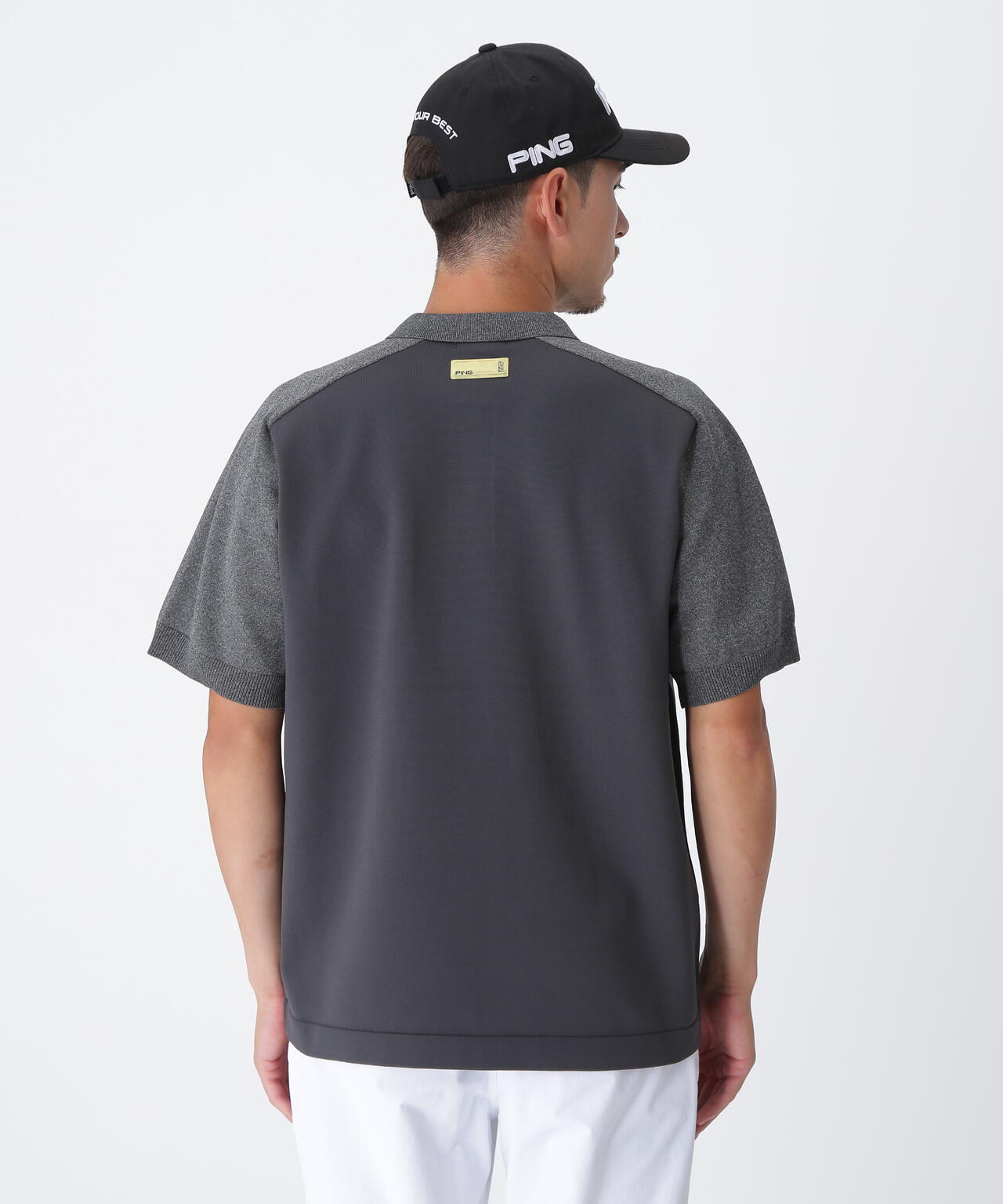 【PING APPAREL】バイカラーニットポロシャツ ＜GOLD＞ (MENS)