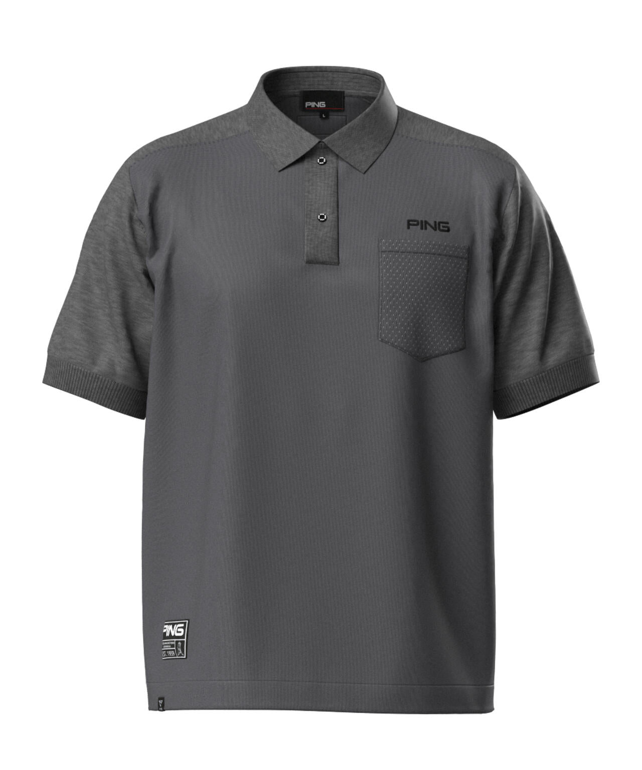 PING ダークグレー ポロシャツ PING APPAREL】バイカラーニットポロシャツ ＜GOLD＞ (MENS) | PING