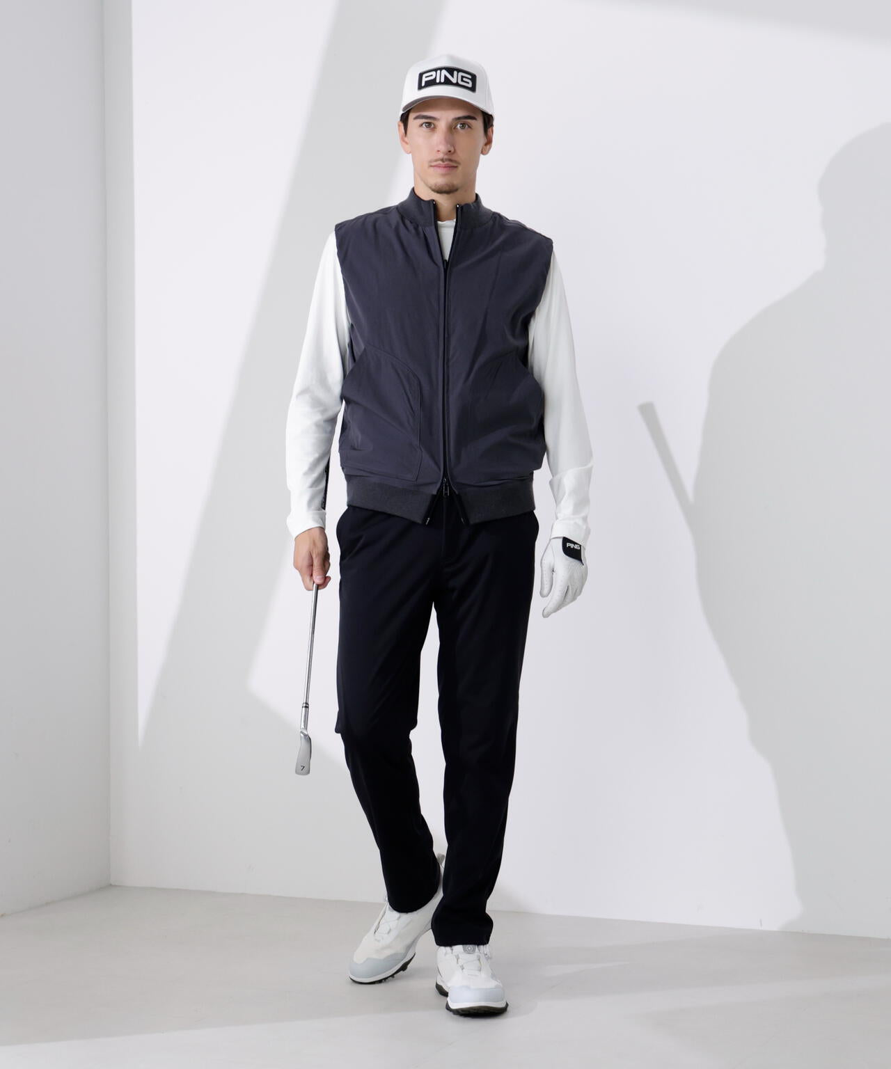 【PING APPAREL】プレーンニット/布帛 リバーシブルフルジップニットベスト ＜PERFORMANCE＞ (MENS)