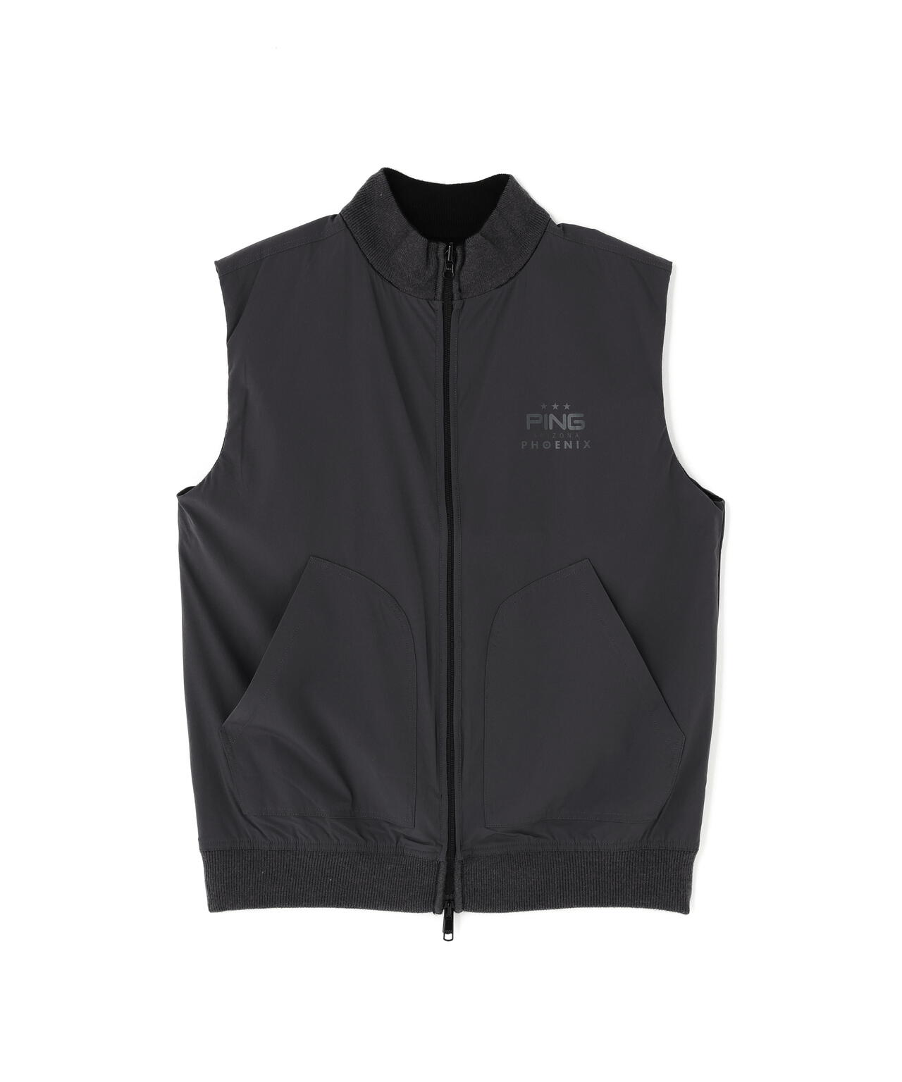 【PING APPAREL】プレーンニット/布帛 リバーシブルフルジップニットベスト ＜PERFORMANCE＞ (MENS)