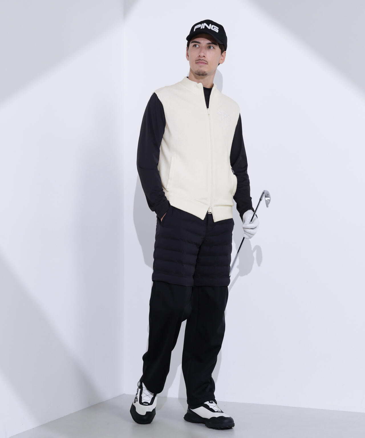 【PING APPAREL】プレーンニット/布帛 リバーシブルフルジップニットベスト ＜PERFORMANCE＞ (MENS)