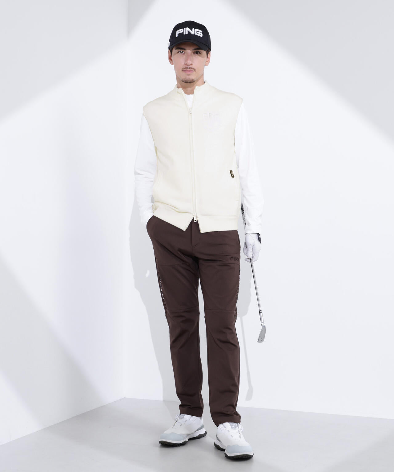 【PING APPAREL】プレーンニット/布帛 リバーシブルフルジップニットベスト ＜PERFORMANCE＞ (MENS)