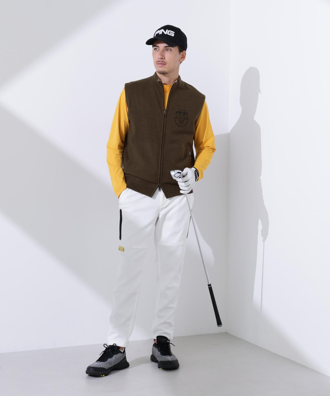 【PING APPAREL】プレーンニット/布帛 リバーシブルフルジップニットベスト ＜PERFORMANCE＞ (MENS)