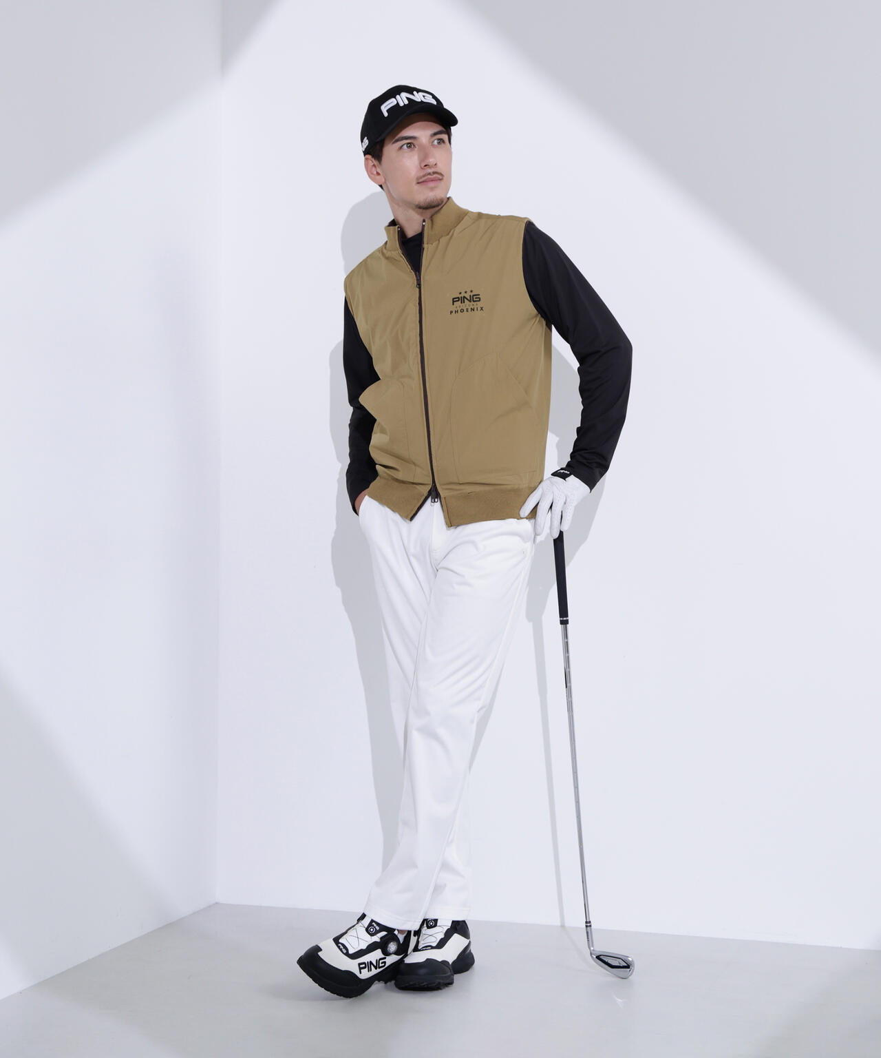 【PING APPAREL】プレーンニット/布帛 リバーシブルフルジップニットベスト ＜PERFORMANCE＞ (MENS)