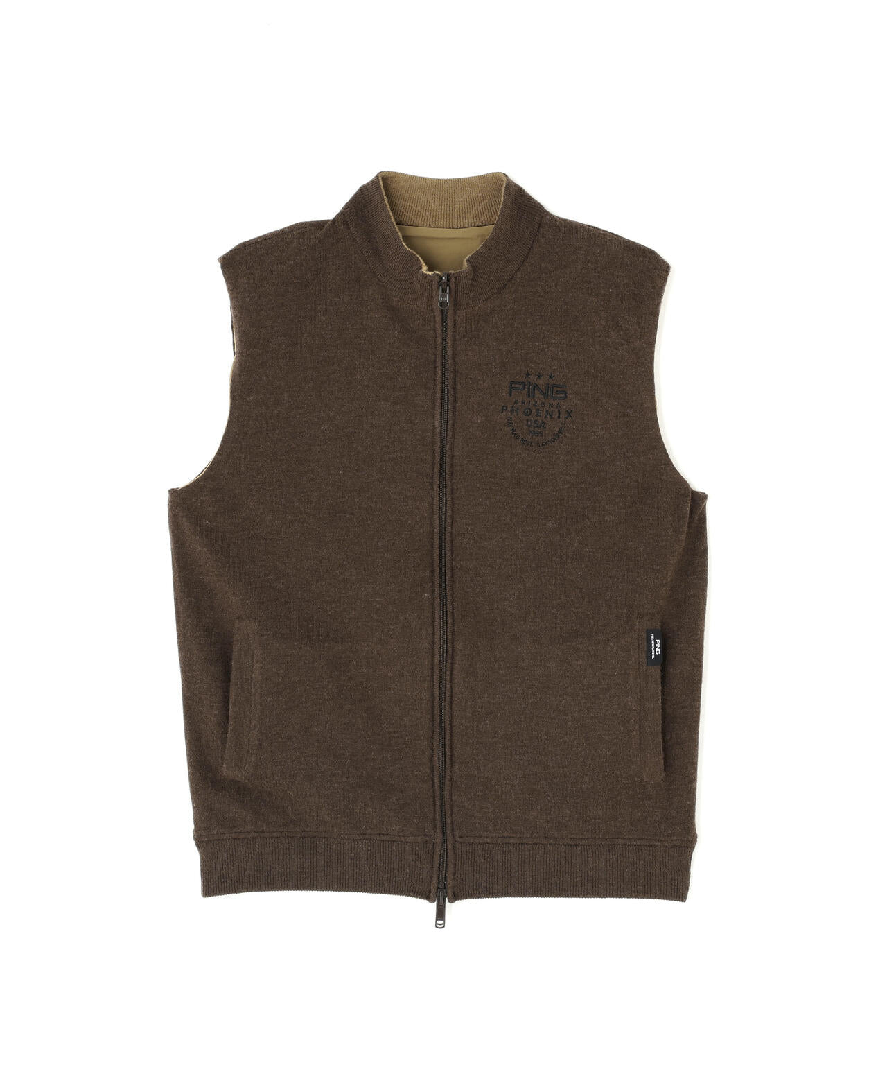 【PING APPAREL】プレーンニット/布帛 リバーシブルフルジップニットベスト ＜PERFORMANCE＞ (MENS)