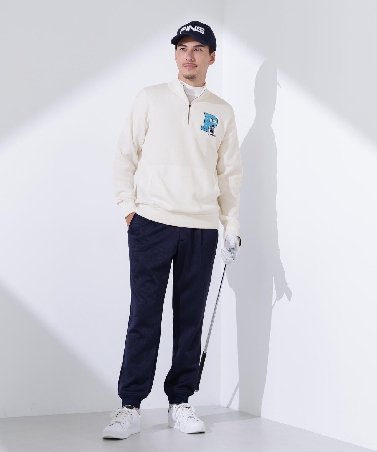 【PING APPAREL】コットンライクハーフジップハイネックニット ＜NATIVE＞ (MENS)