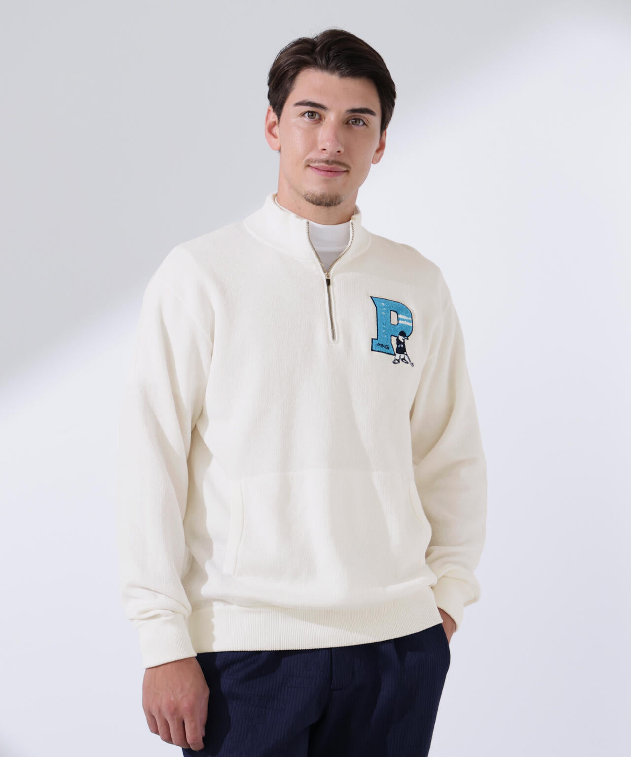 【PING APPAREL】コットンライクハーフジップハイネックニット ＜NATIVE＞ (MENS)