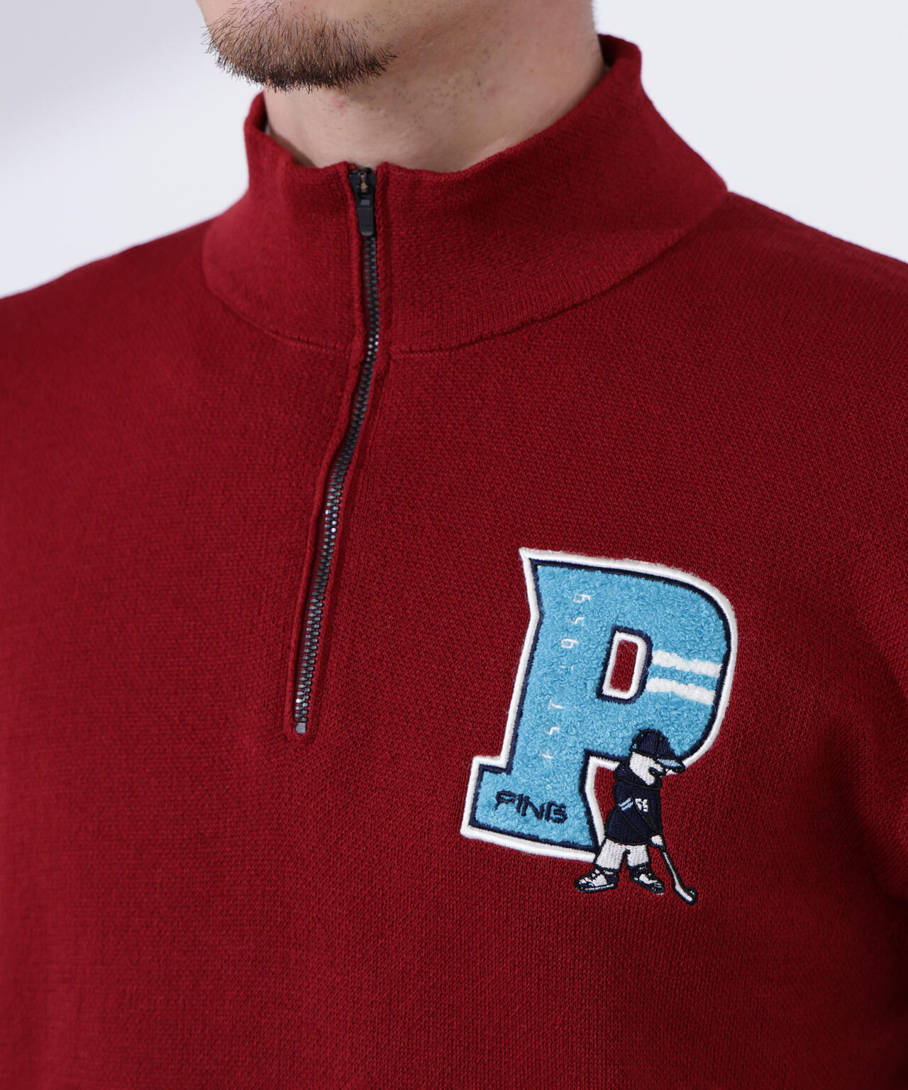 【PING APPAREL】コットンライクハーフジップハイネックニット ＜NATIVE＞ (MENS)