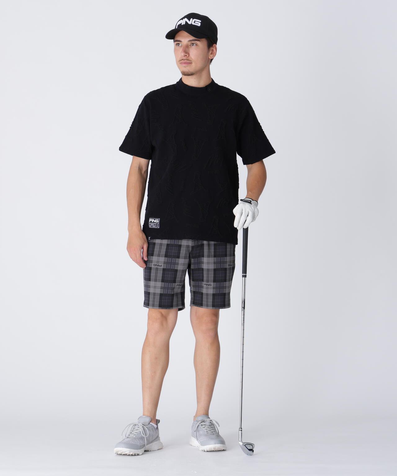 【PING APPAREL】Mr.PINGジャカード半袖ハイネックニット ＜GOLD＞ (MENS)