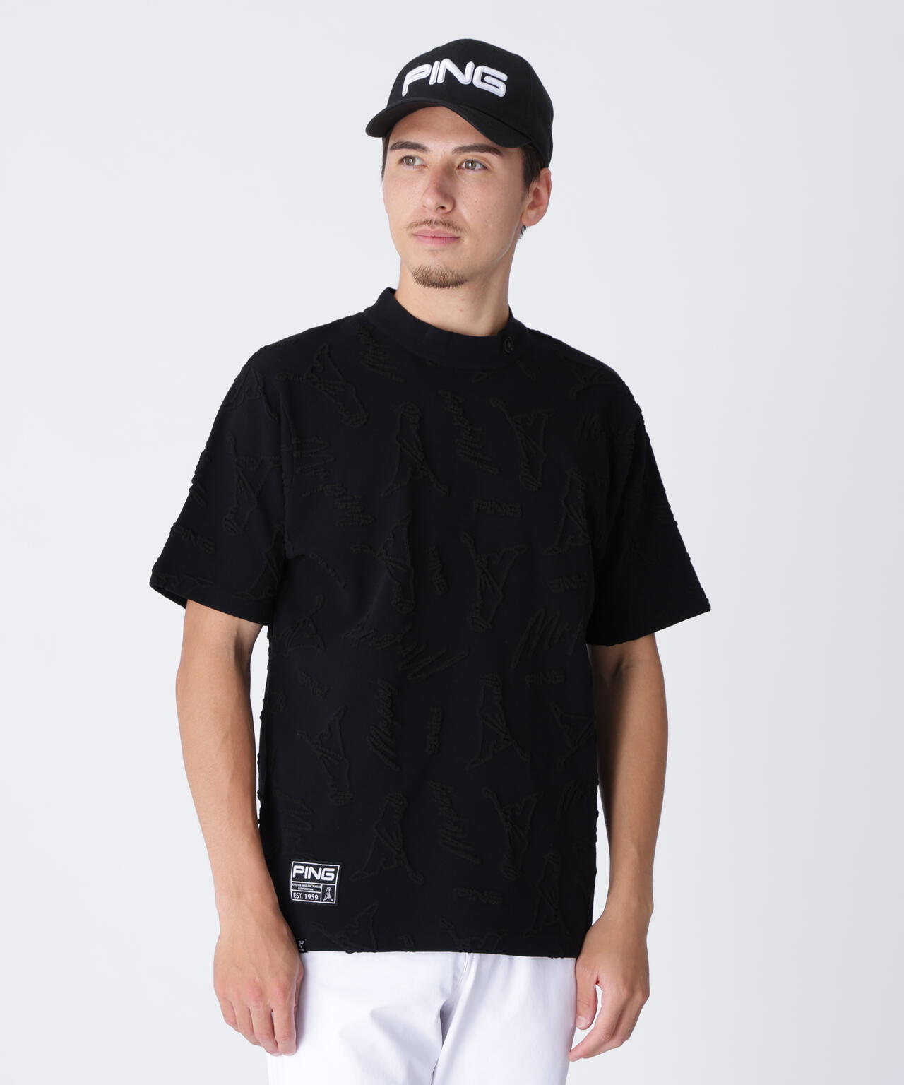 【PING APPAREL】Mr.PINGジャカード半袖ハイネックニット ＜GOLD＞ (MENS)