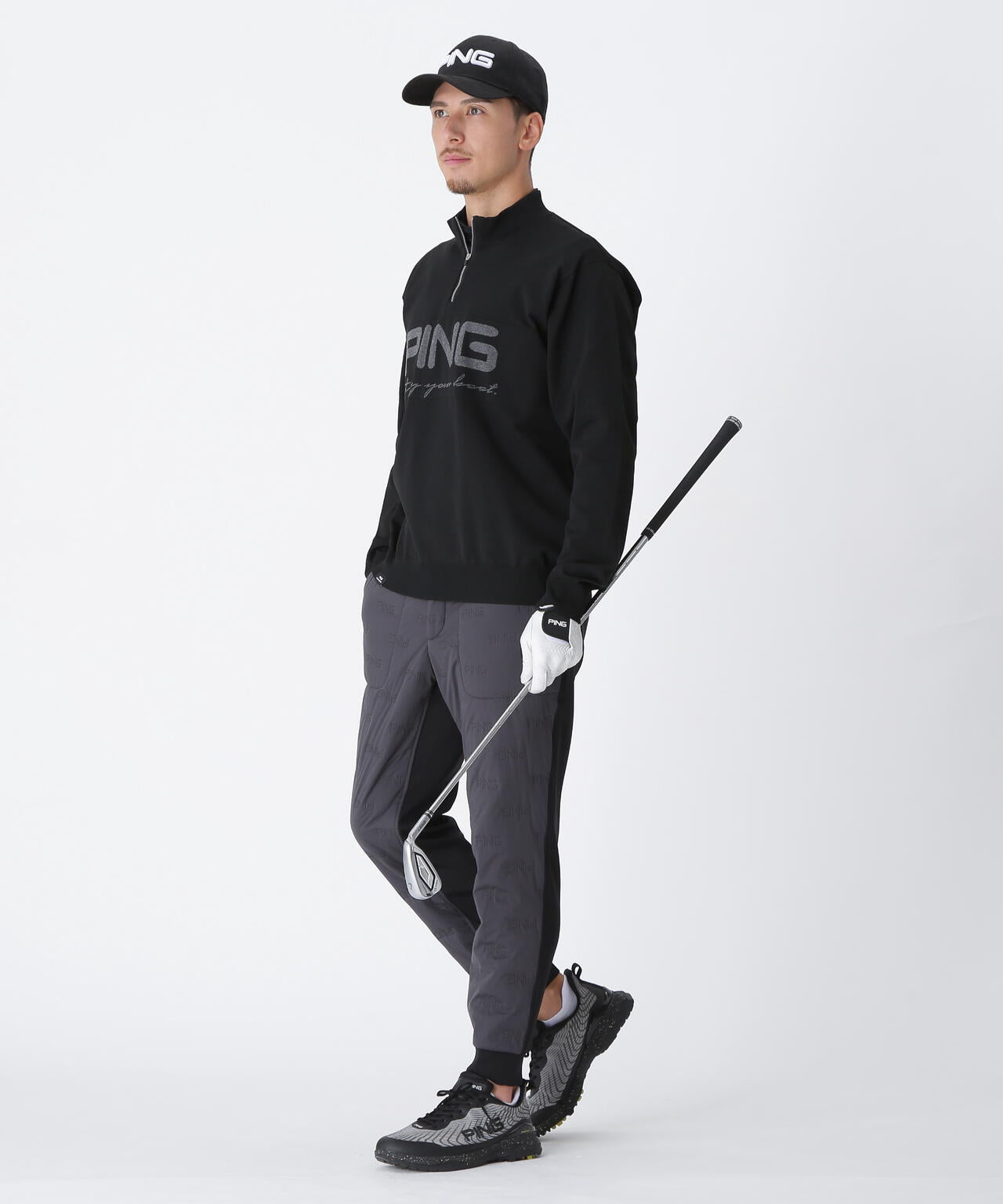 【PING APPAREL】ハーフジップハイネックジャガードニット ＜PERFORMANCE＞ (MENS)