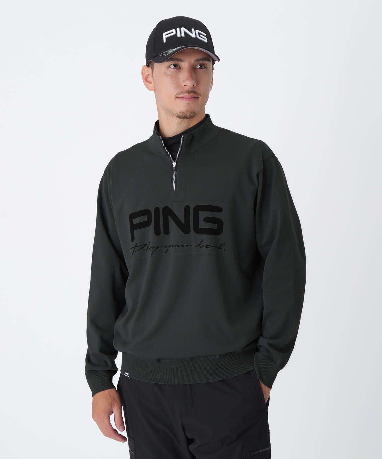【PING APPAREL】ハーフジップハイネックジャガードニット ＜PERFORMANCE＞ (MENS)