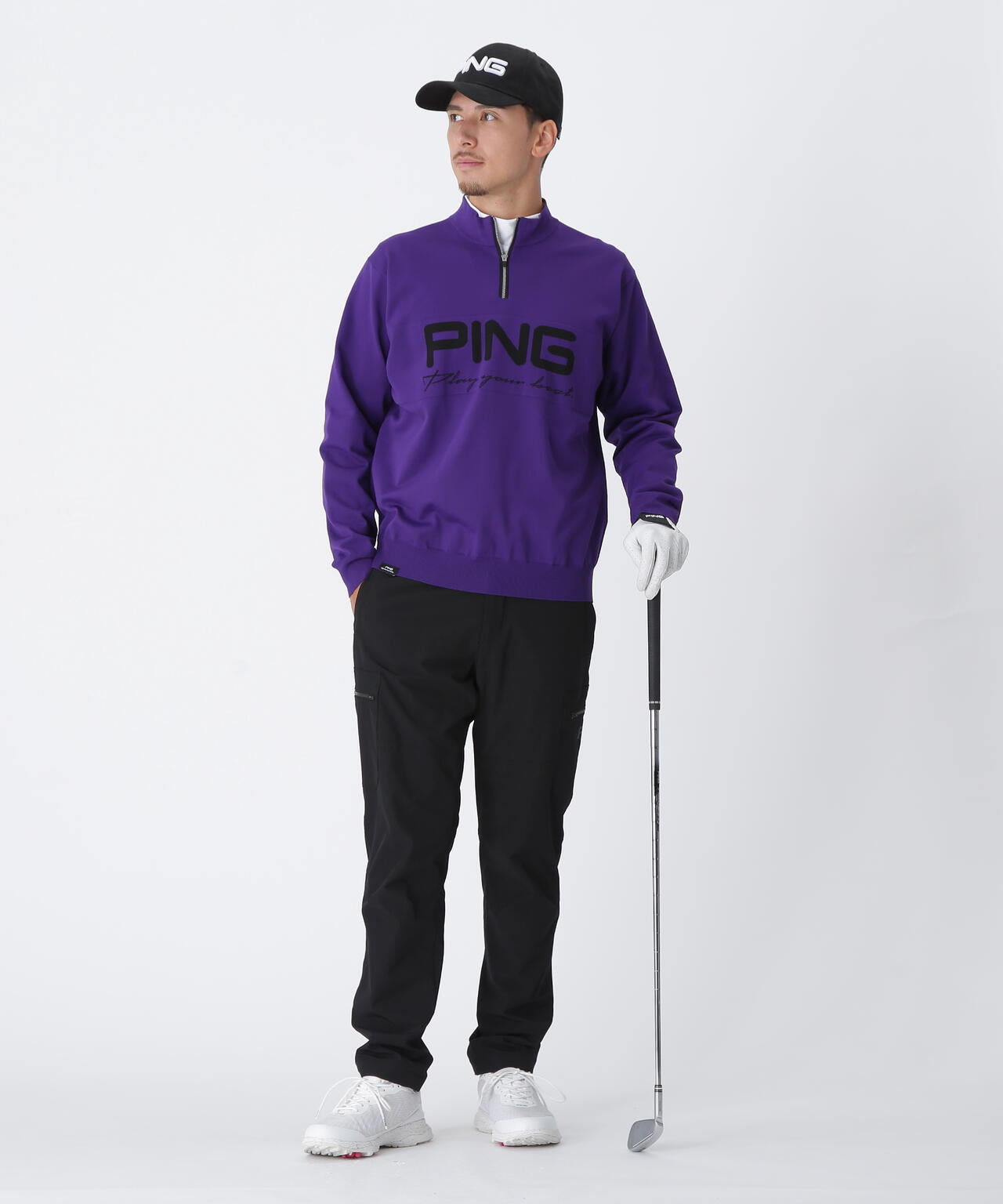 【PING APPAREL】ハーフジップハイネックジャガードニット ＜PERFORMANCE＞ (MENS)