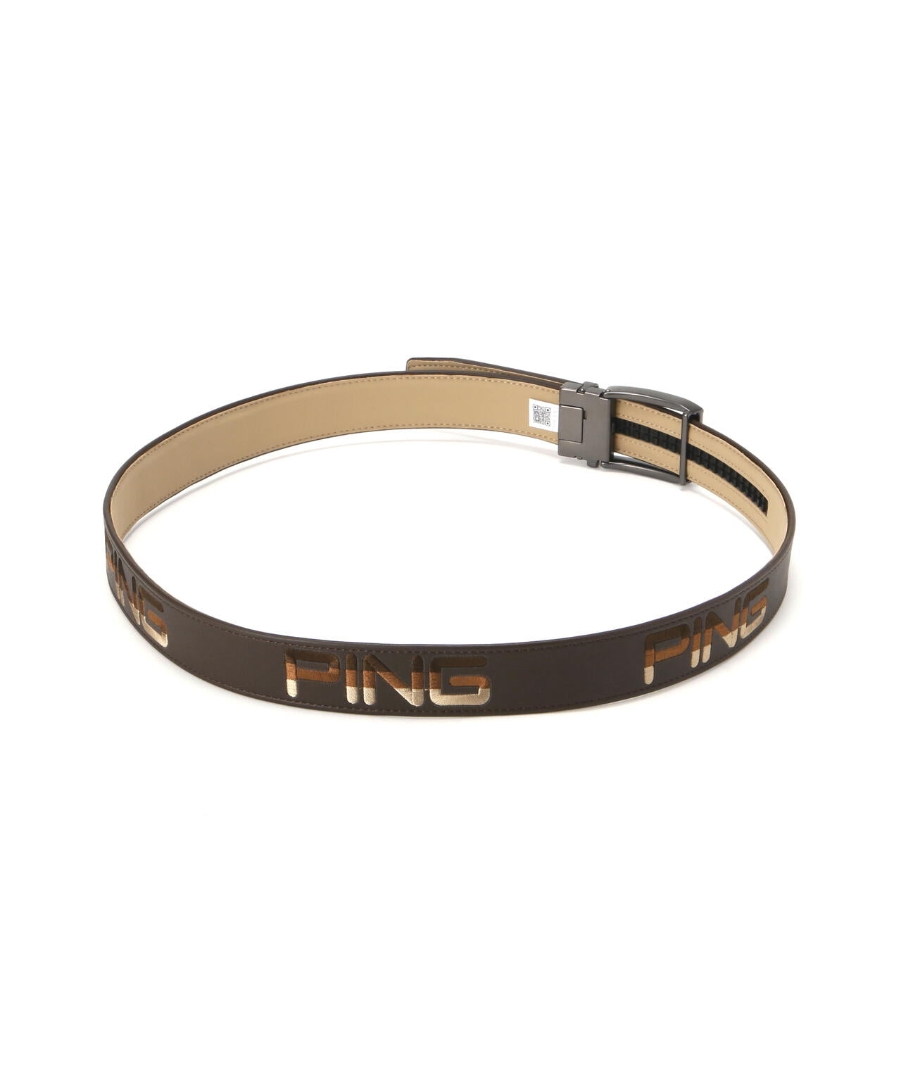 【PING APPAREL】エコレザーグラデーション刺繍ベルト ＜GOLD＞ (MENS)