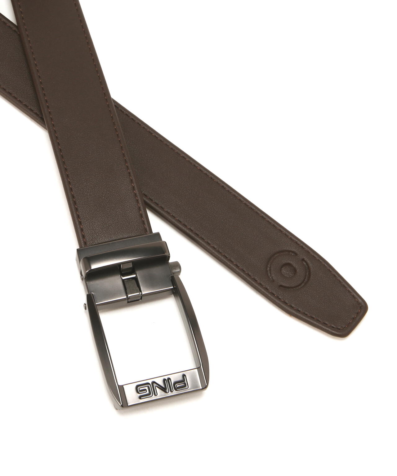 【PING APPAREL】エコレザーグラデーション刺繍ベルト ＜GOLD＞ (MENS)