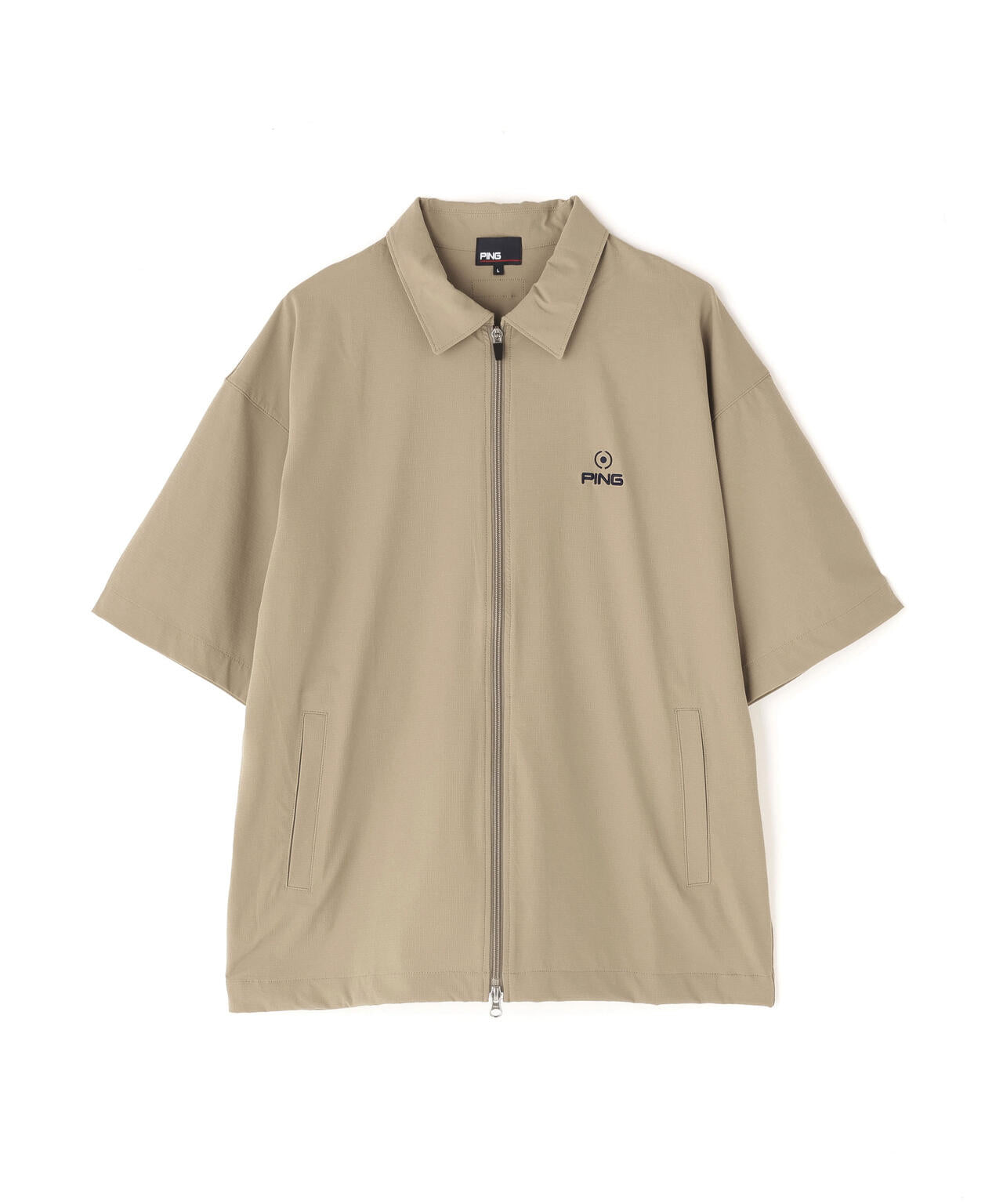 PING APPAREL】ストレッチリップストップ半袖フルジップシャツ