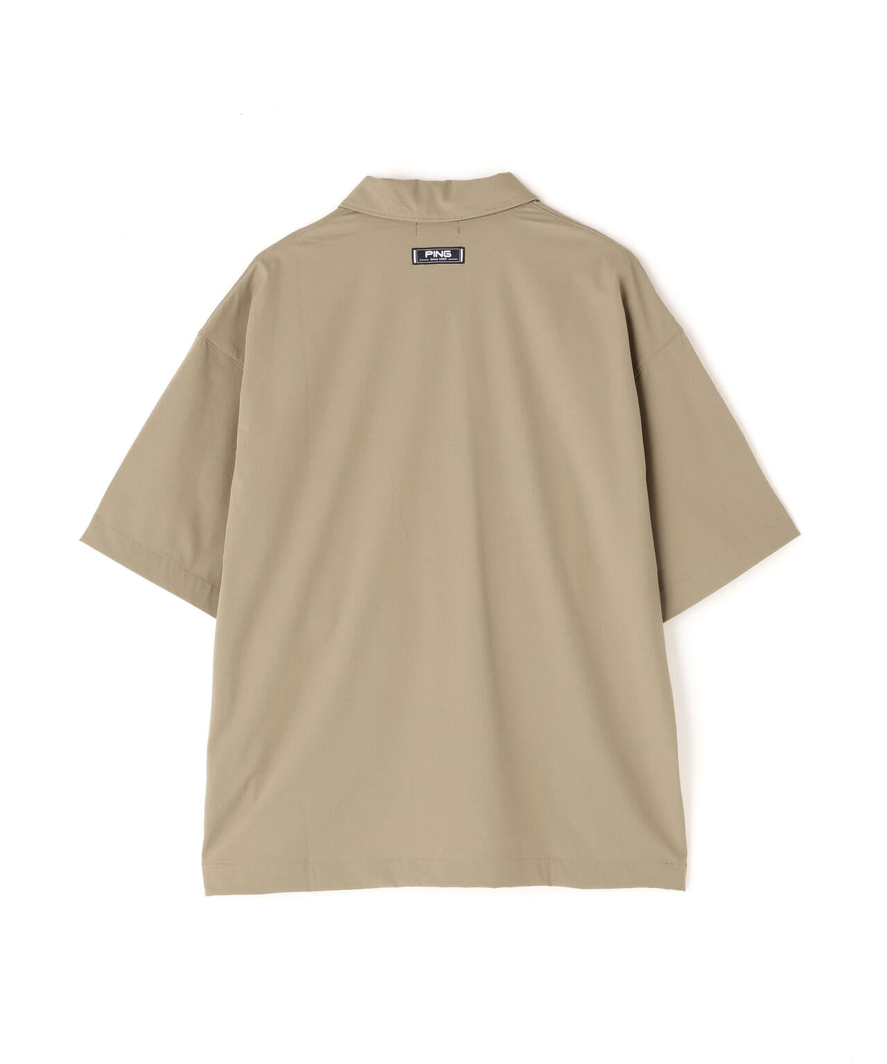 PING ベージュ 半袖シャツ PING APPAREL】ストレッチリップストップ半袖フルジップシャツ