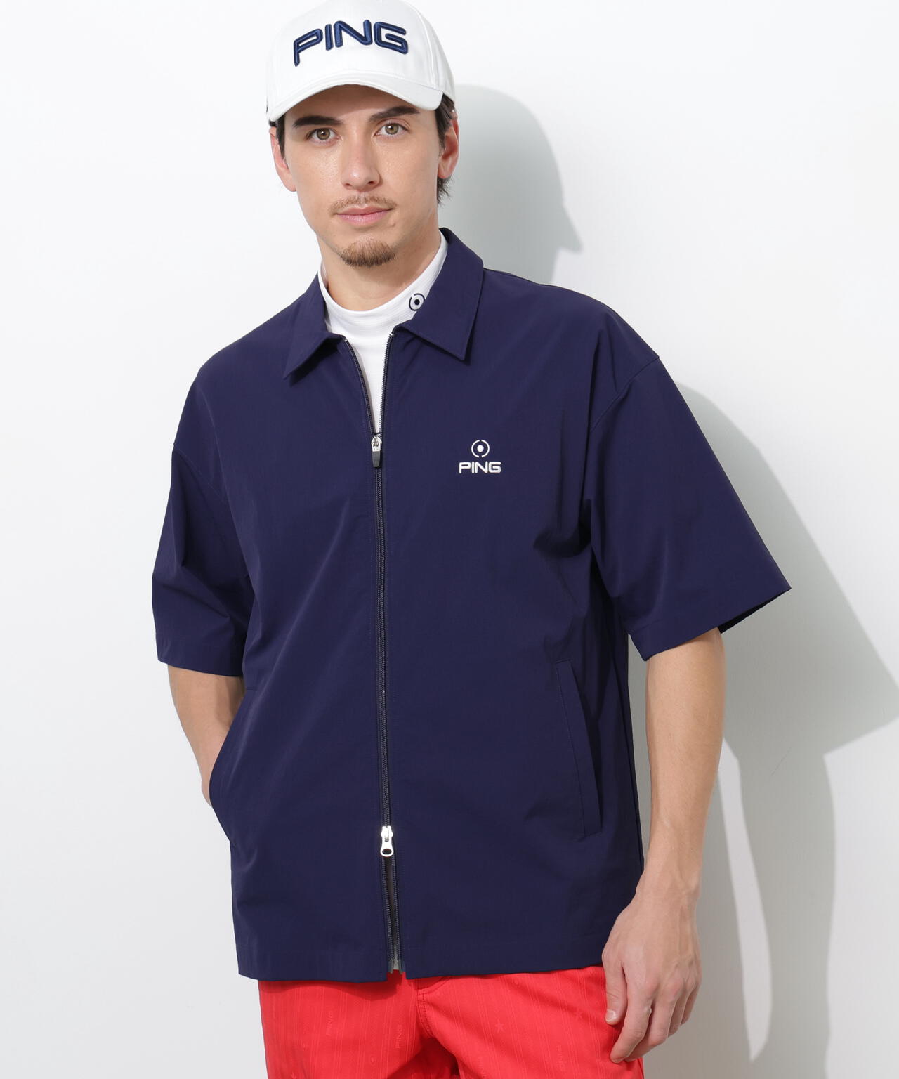 【PING APPAREL】ストレッチリップストップ半袖フルジップシャツ ＜NATIVE＞ (MENS)