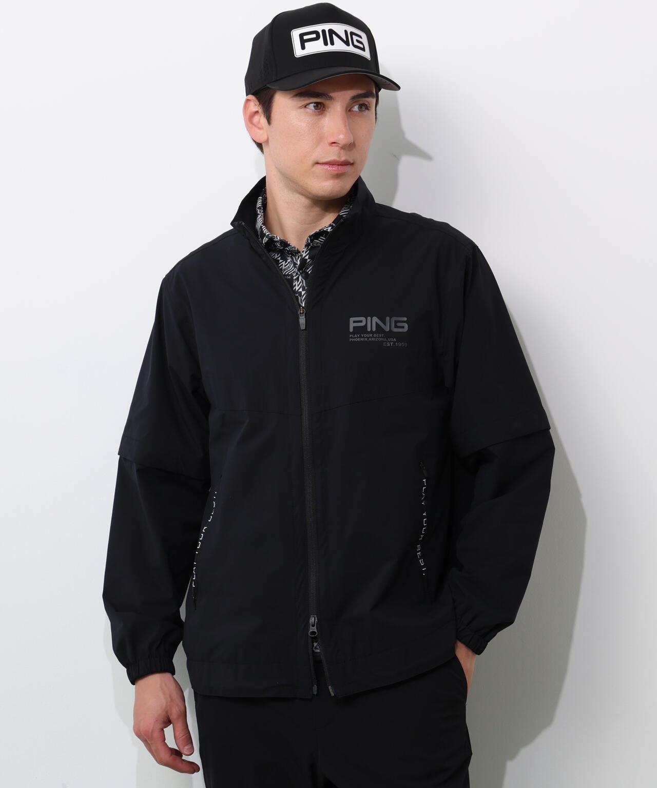 【ホワイト】テラエステルストレッチ2WAY撥水ブルゾン <PERFORMANCE> (MENS) PING APPAREL】テラエステルストレッチ2WAY撥水ブルゾン ＜PERFORMANCE