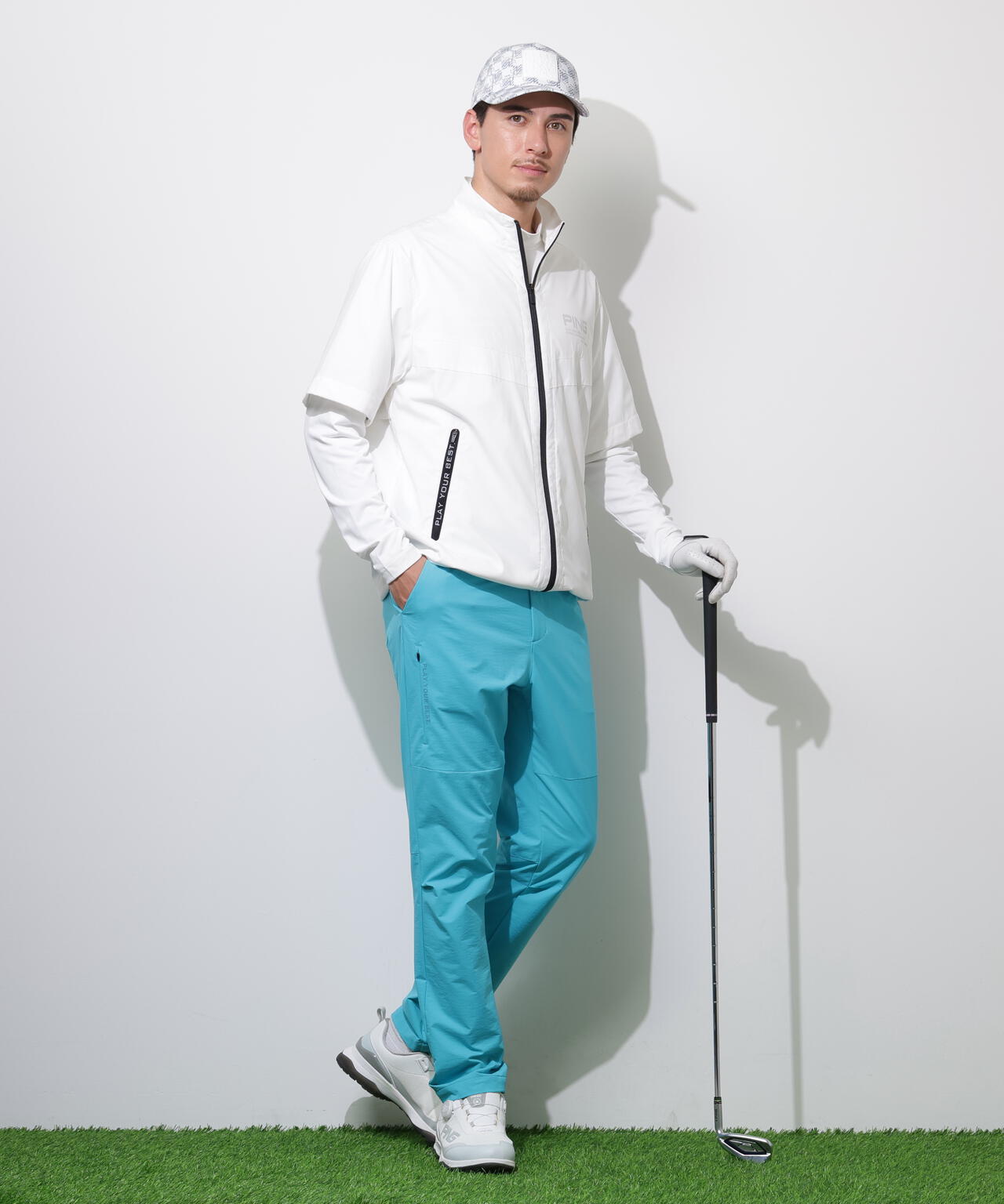 【ホワイト】テラエステルストレッチ2WAY撥水ブルゾン <PERFORMANCE> (MENS) PING APPAREL】テラエステルストレッチ2WAY撥水ブルゾン ＜PERFORMANCE