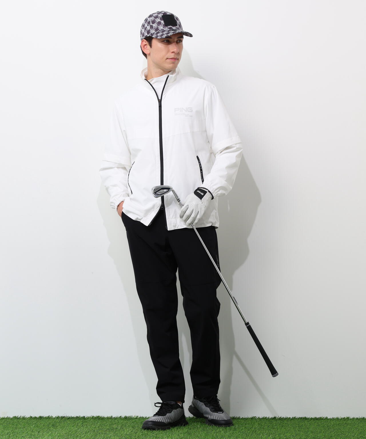 【ブラック】テラエステルストレッチ2WAY撥水ブルゾン <PERFORMANCE> (MENS) PING APPAREL】テラエステルストレッチ2WAY撥水ブルゾン ＜PERFORMANCE