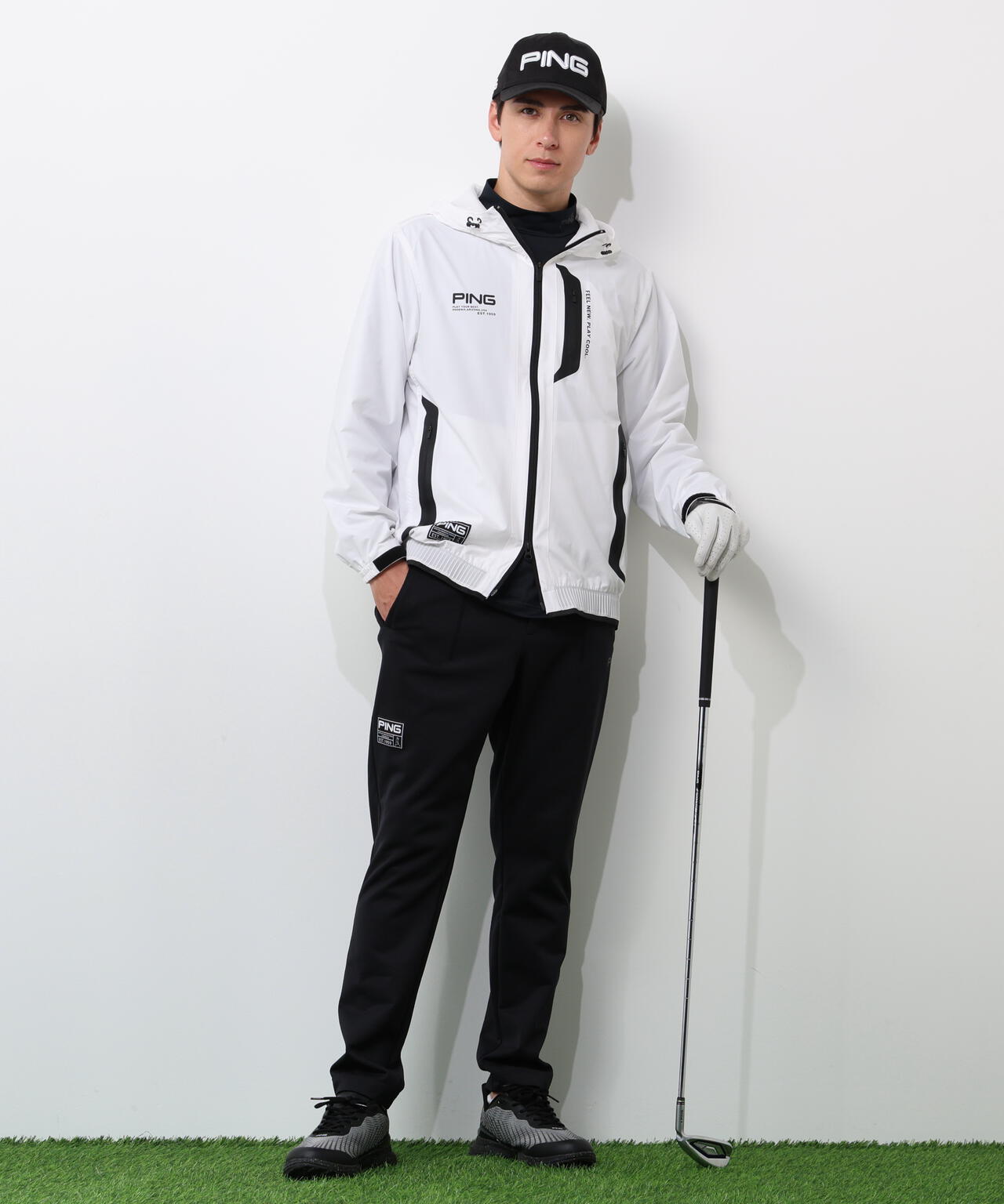 【PING APPAREL】全方向ストレッチ 接結裏メッシュスウェットテーパードパンツ ＜GOLD＞ (MENS)