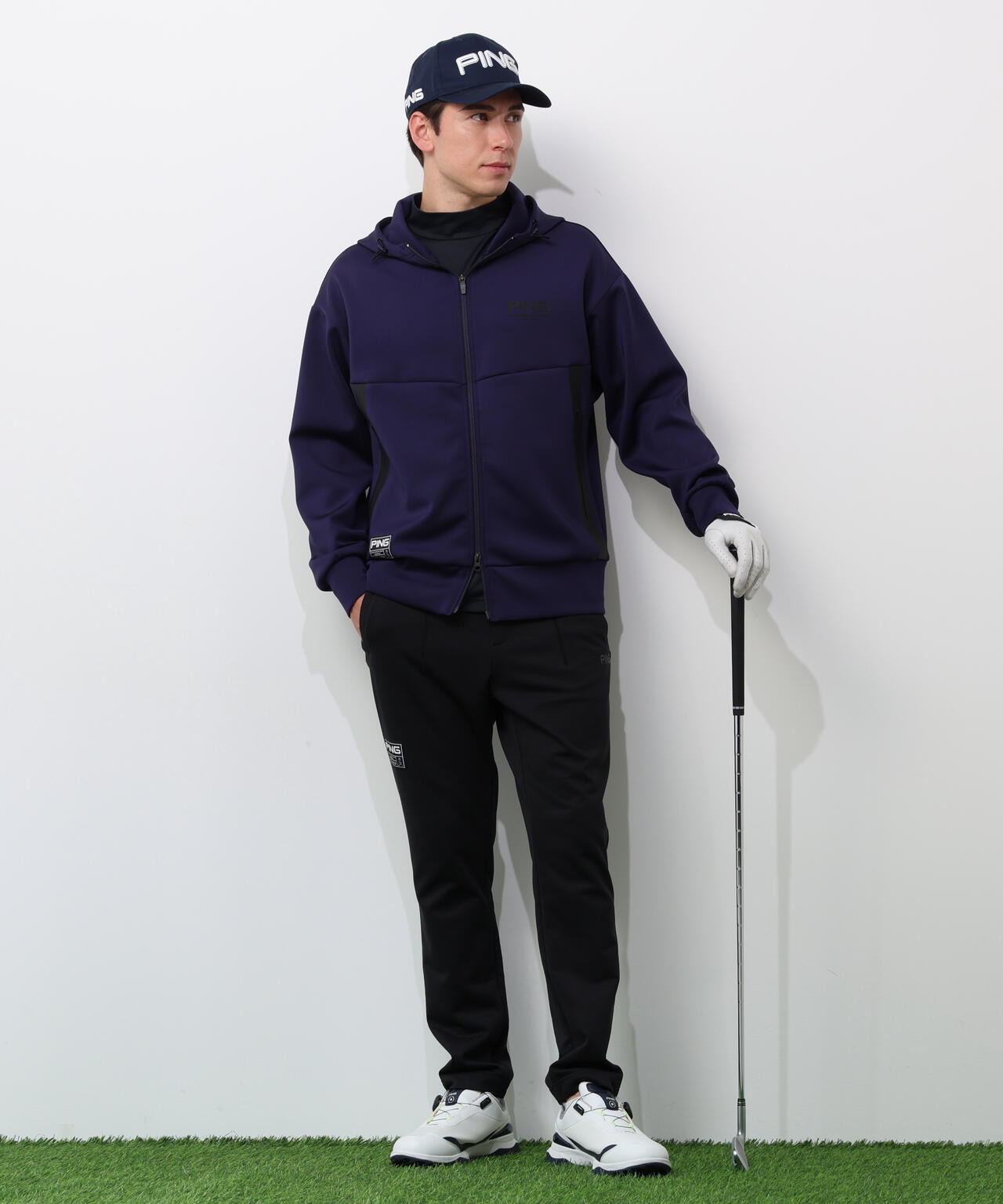 PING APPAREL】全方向ストレッチ 接結裏メッシュスウェットテーパード
