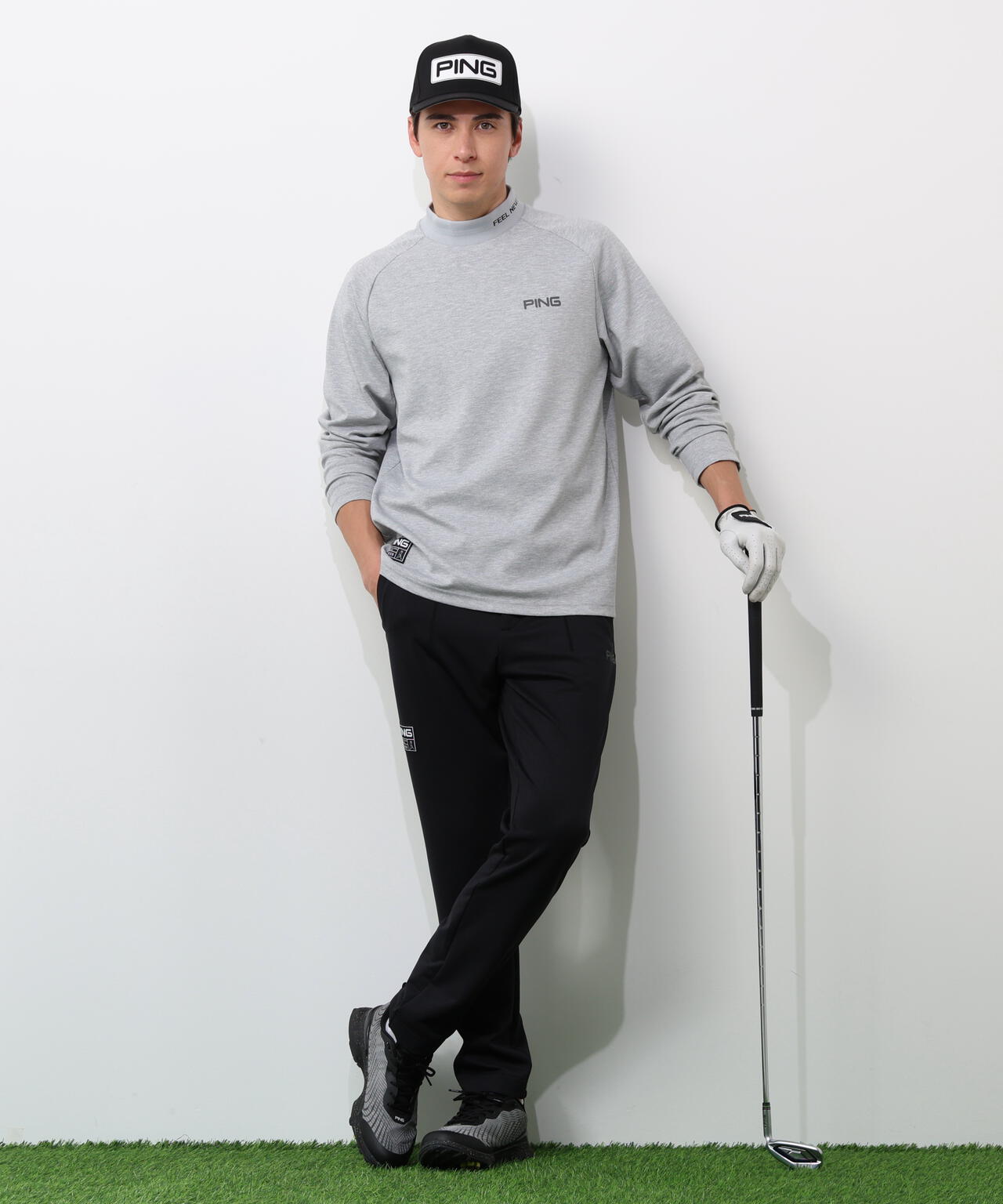 【PING APPAREL】全方向ストレッチ 接結裏メッシュスウェットテーパードパンツ ＜GOLD＞ (MENS)