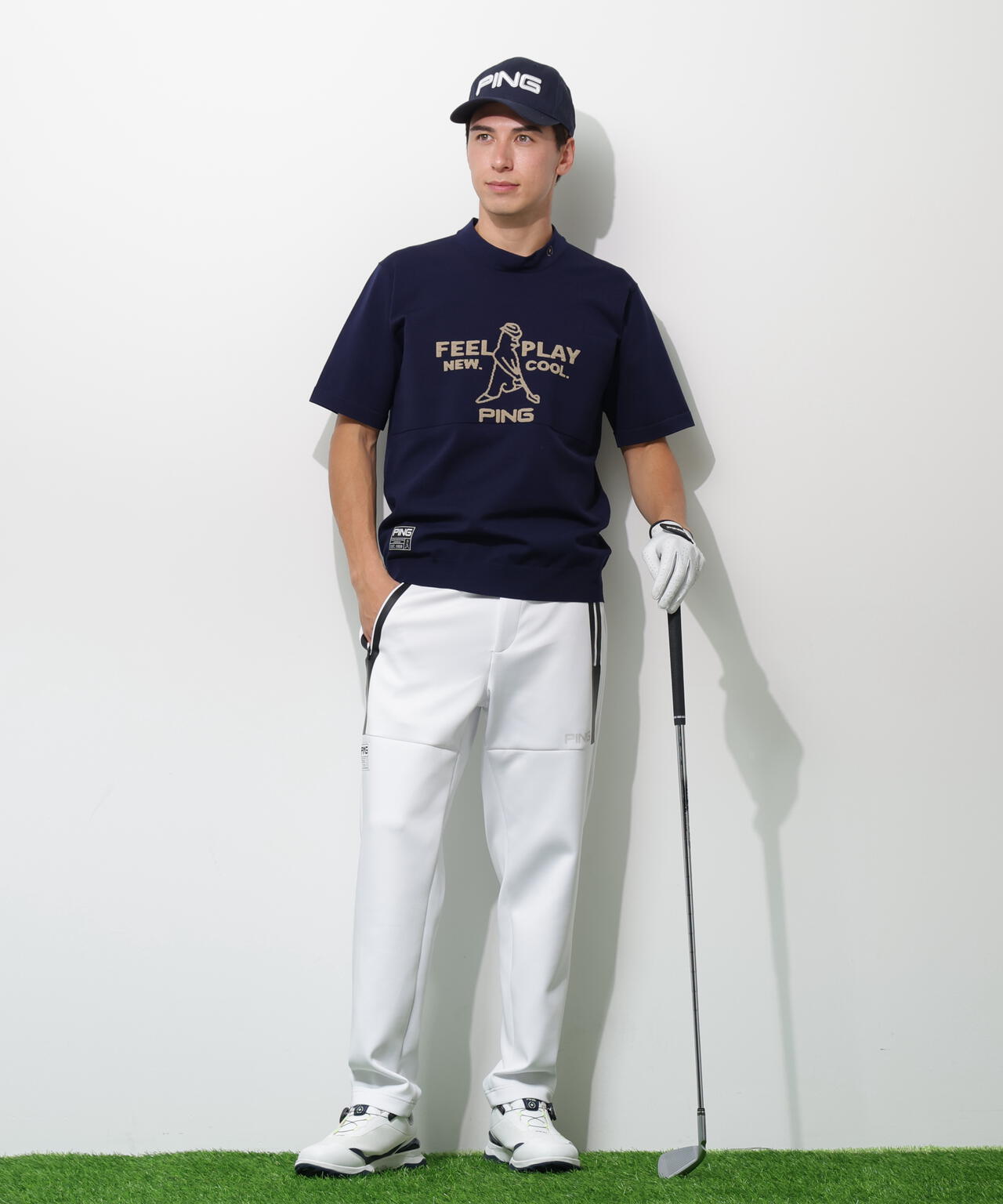 【PING APPAREL】ダンボールニットテーパードパンツ  ＜GOLD＞ (MENS)