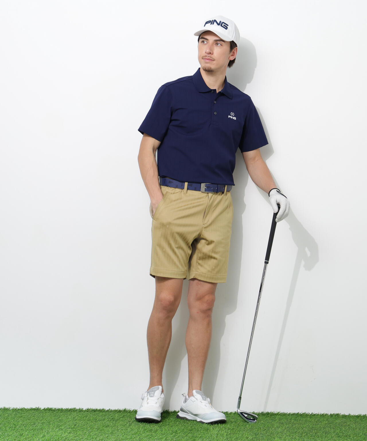 【PING APPAREL】全方向ストレッチ凸凹ストライプジャカードショートパンツ ＜NATIVE＞ (MENS)
