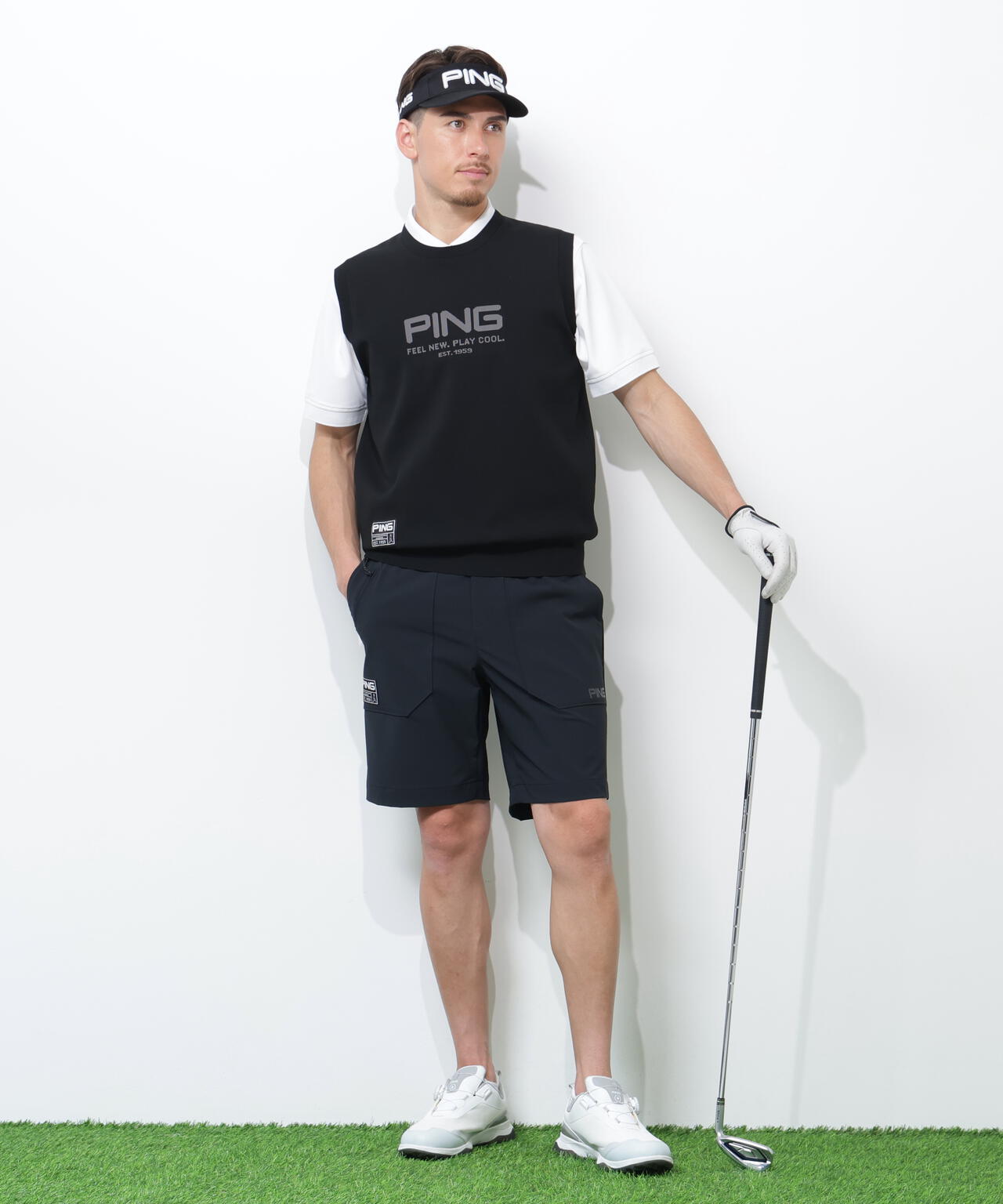【PING APPAREL】全方向ストレッチドライタッチリップストップショートパンツ ＜GOLD＞ (MENS)